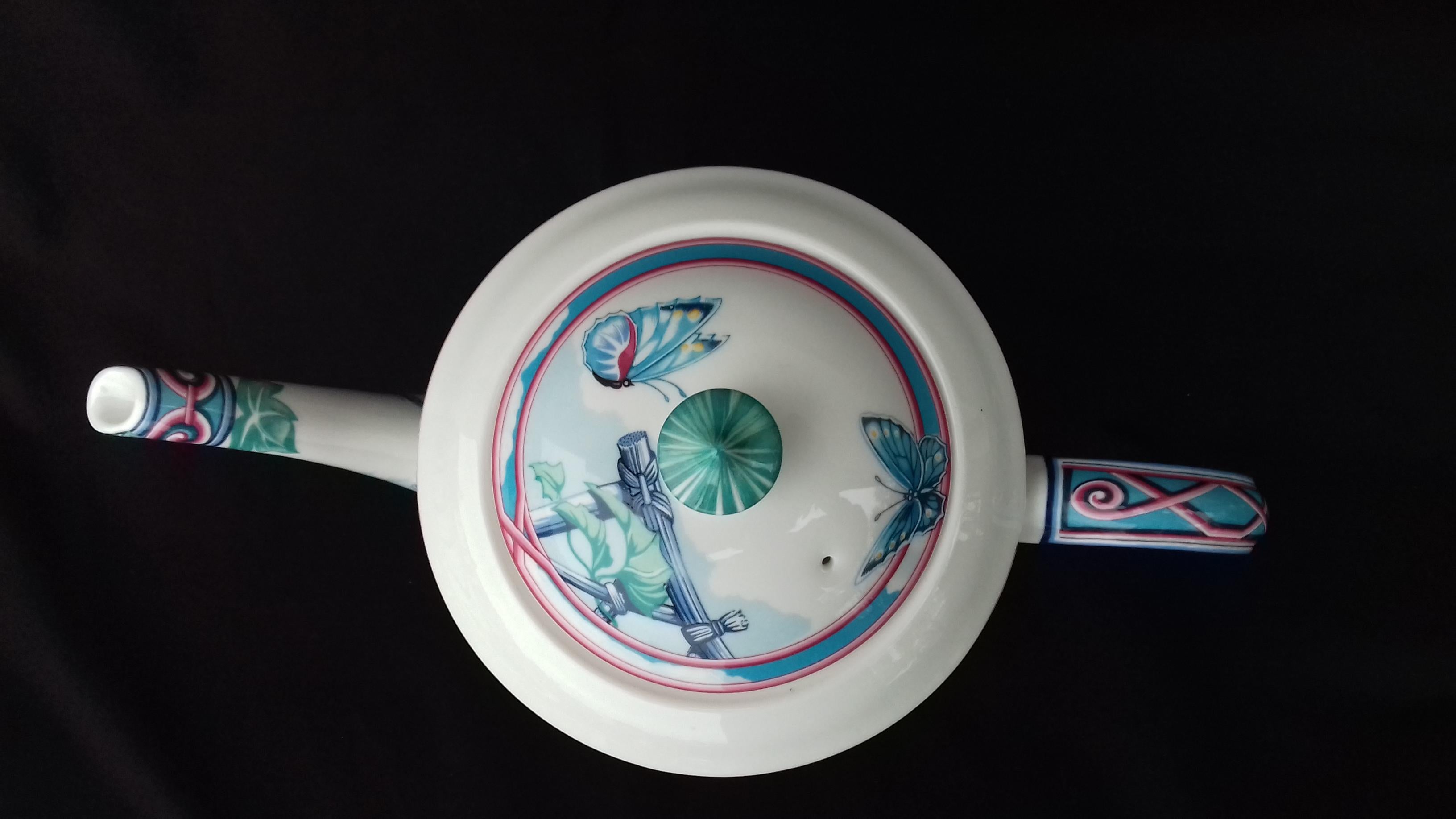 Hermès Teapot Tea Pot Porcelain Jardin des Papillons Butterflies Garden Rare 6