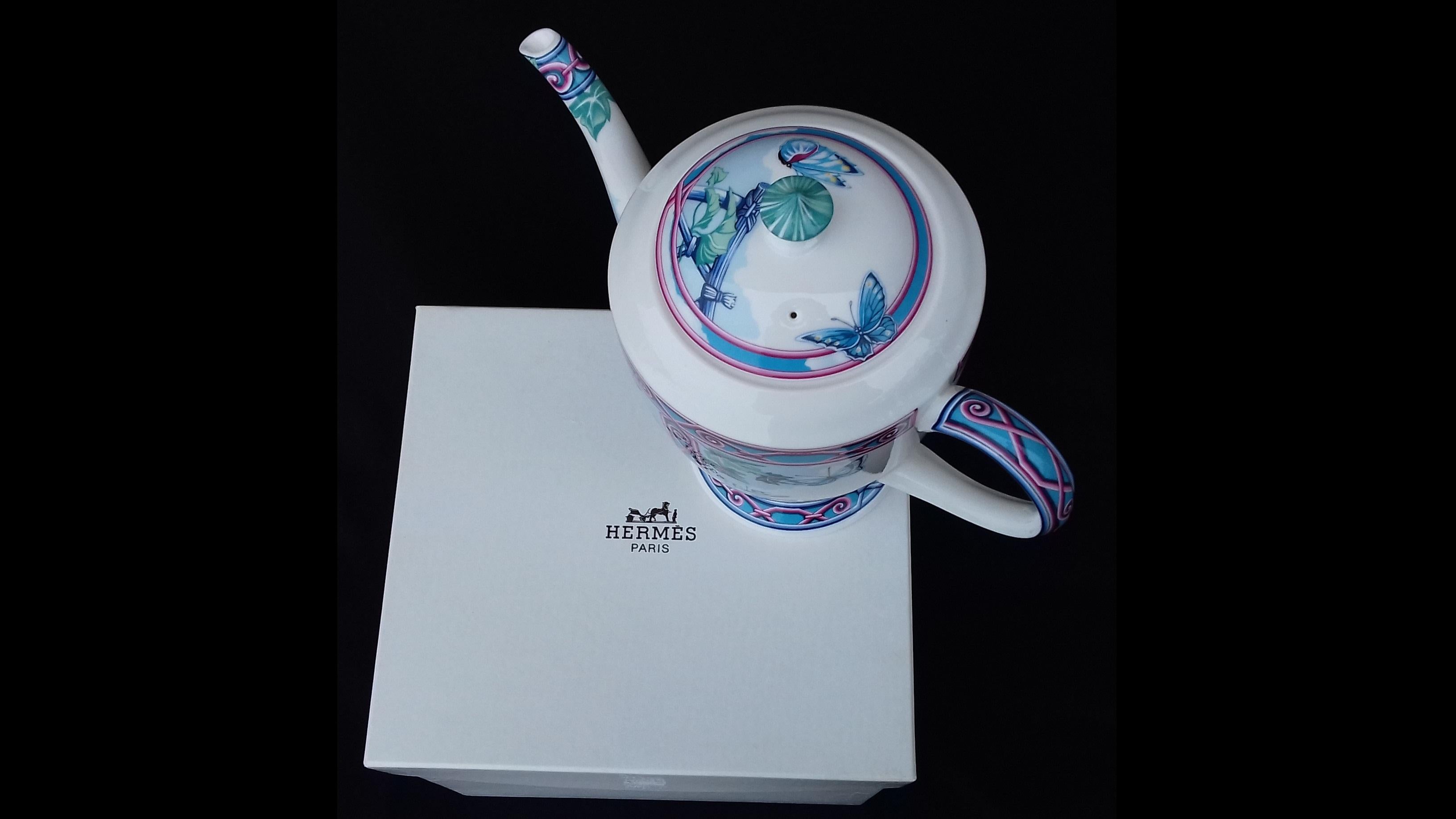 Hermès Teapot Tea Pot Porcelain Jardin des Papillons Butterflies Garden Rare 9