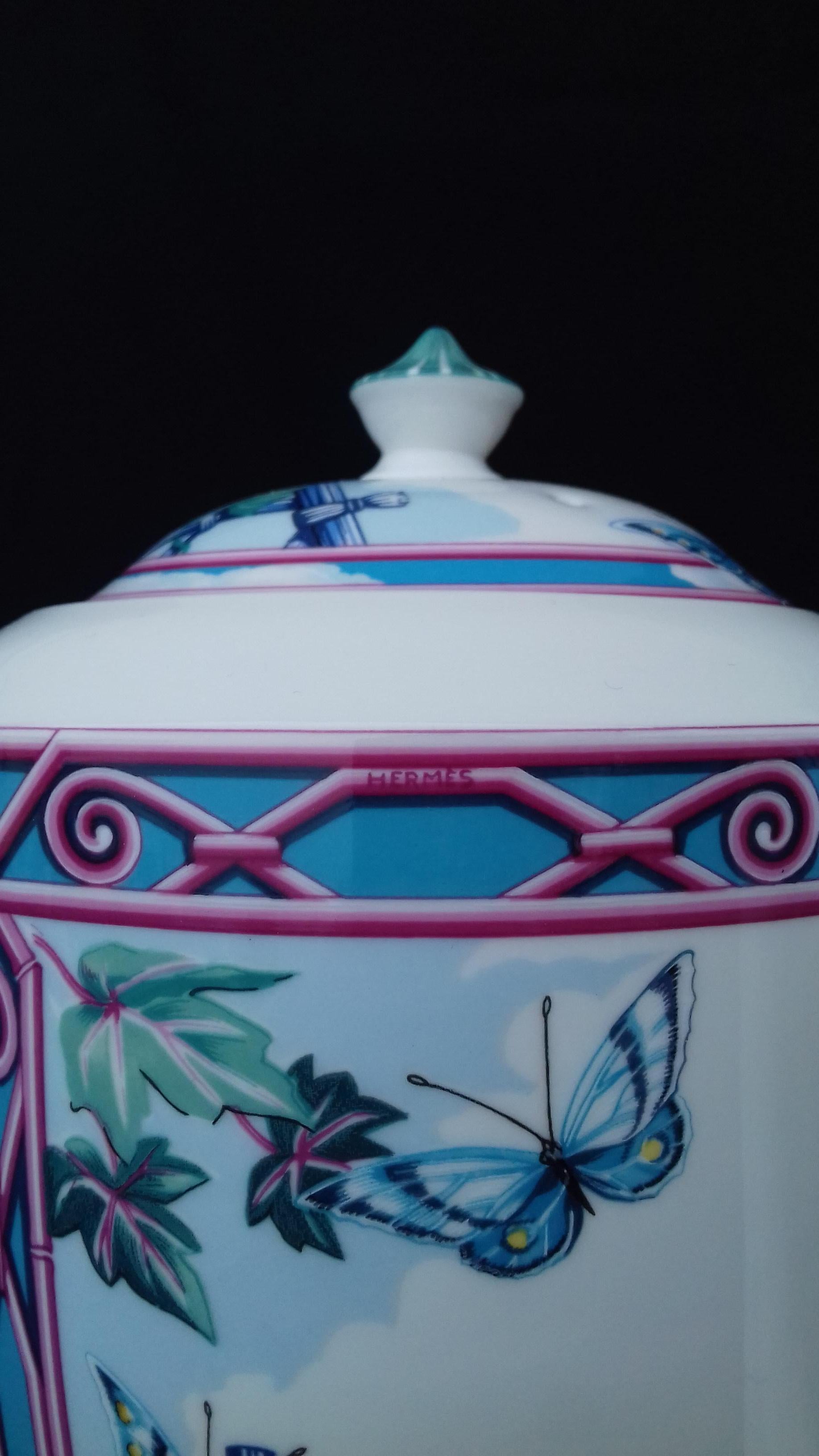 Brown Hermès Teapot Tea Pot Porcelain Jardin des Papillons Butterflies Garden Rare
