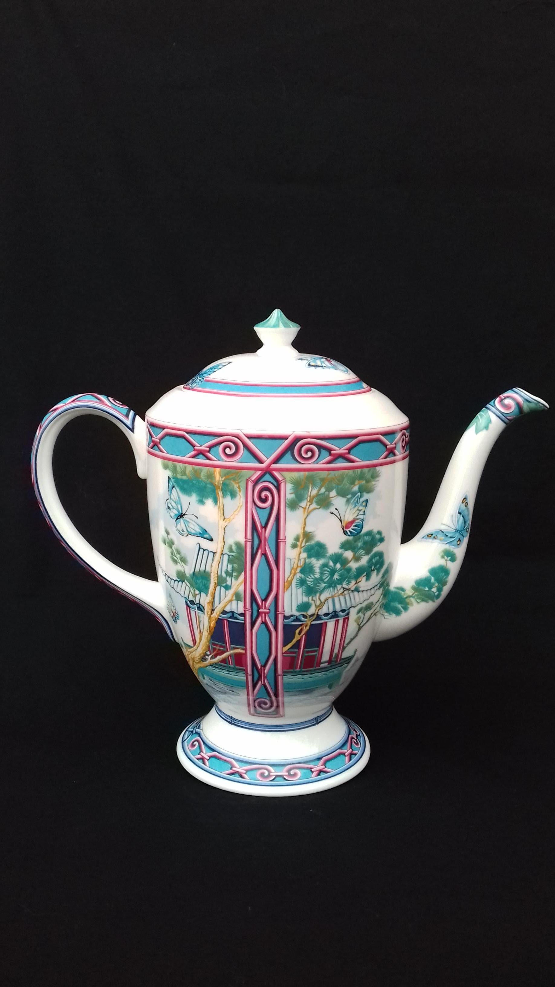 Hermès Teapot Tea Pot Porcelain Jardin des Papillons Butterflies Garden Rare 1