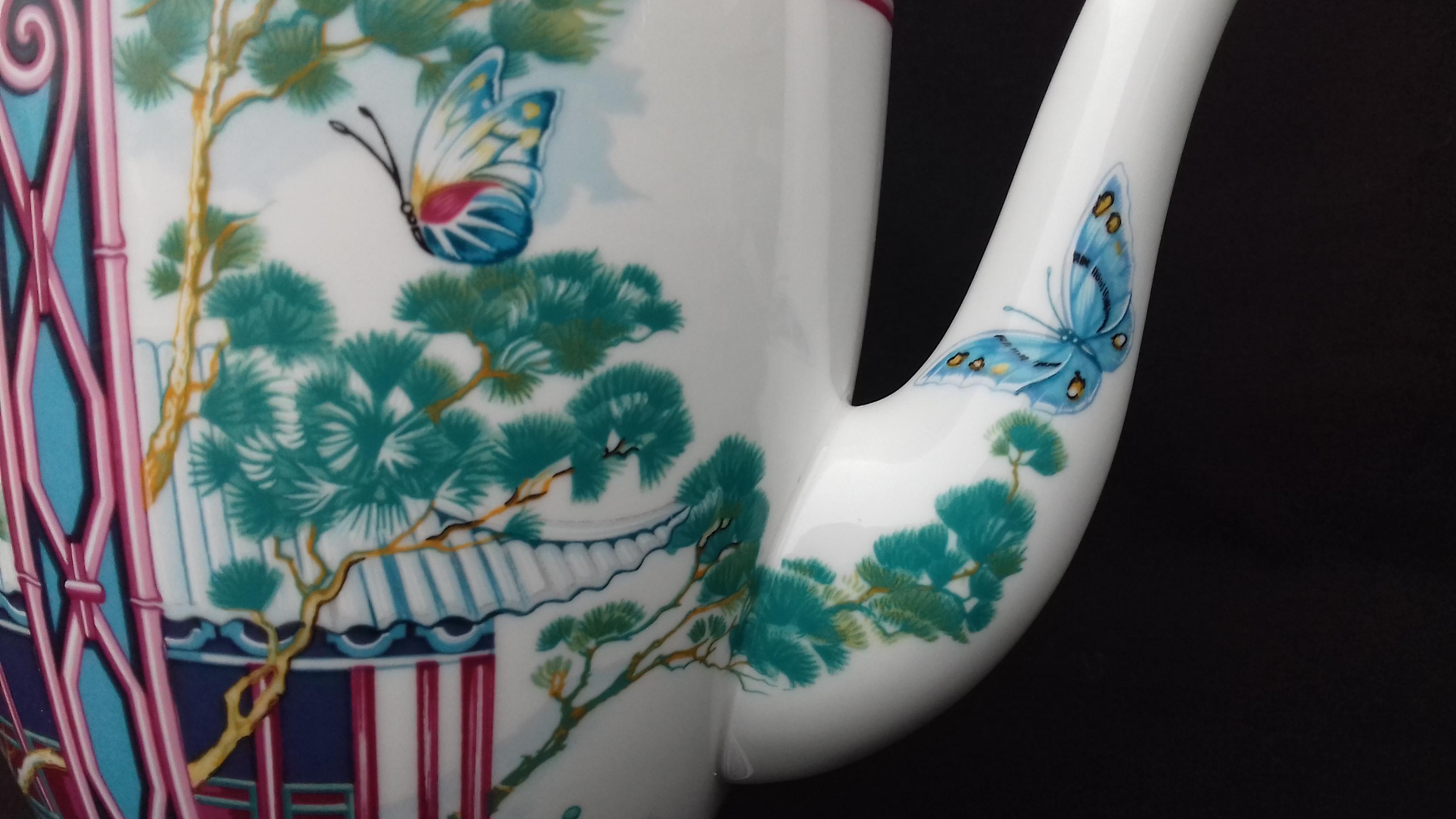 Hermès Teapot Tea Pot Porcelain Jardin des Papillons Butterflies Garden Rare 2