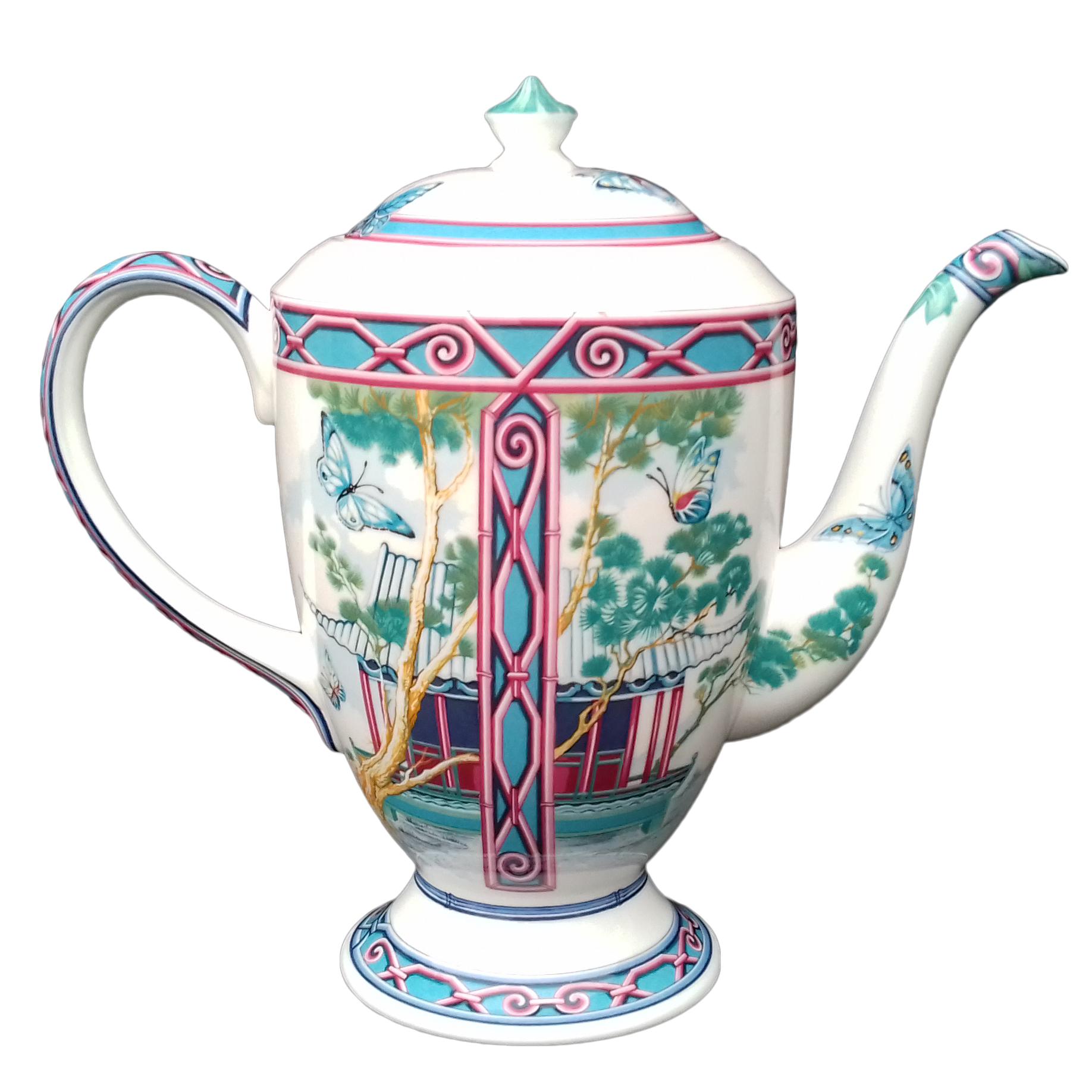 Hermès Teapot Tea Pot Porcelain Jardin des Papillons Butterflies Garden Rare