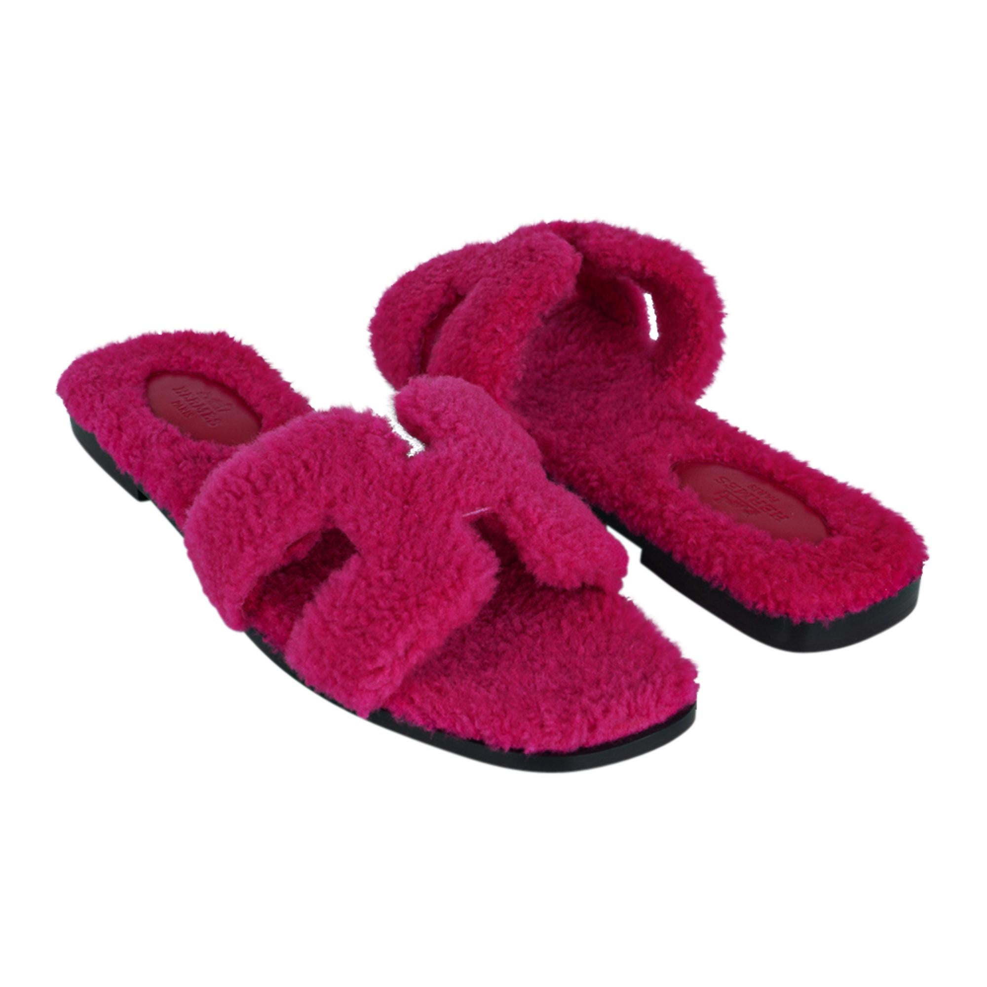 fuchsia flat sandals