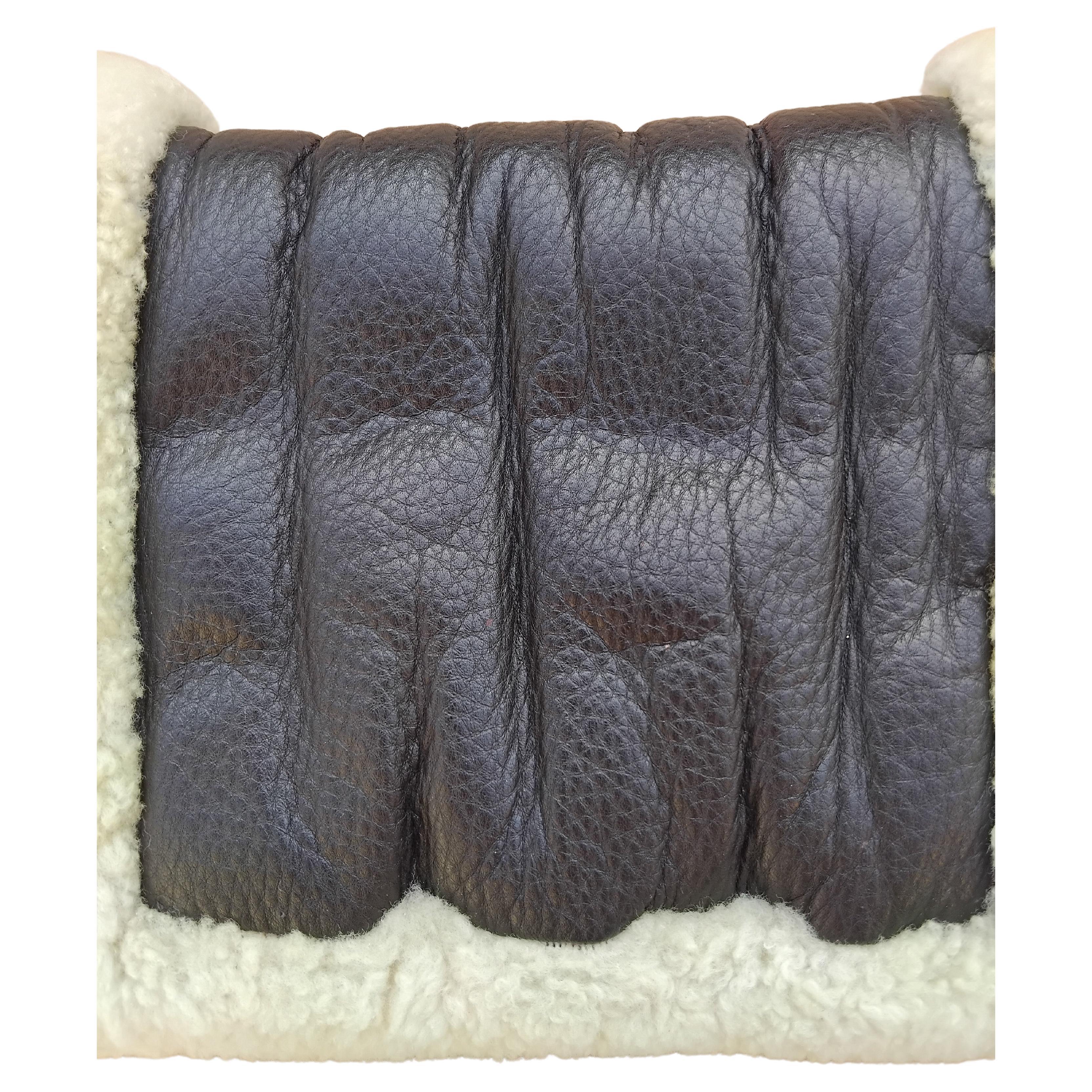 Beige Hermès Teddy Plush Shearling Hand Muff Warmer Leather and Wool For Sale