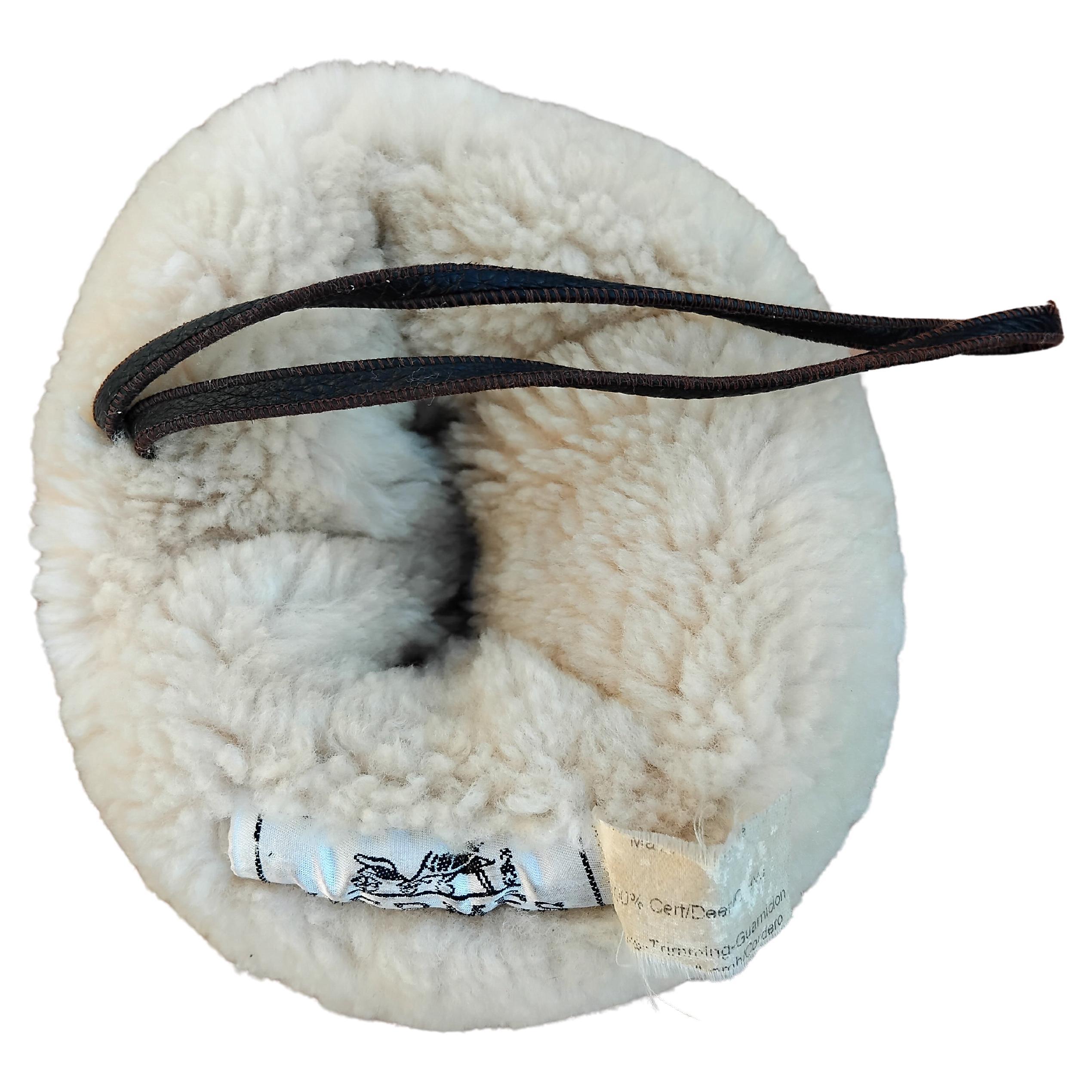 Hermès Teddy Plush Shearling Hand Muff Warmer Leather and Wool For Sale 1