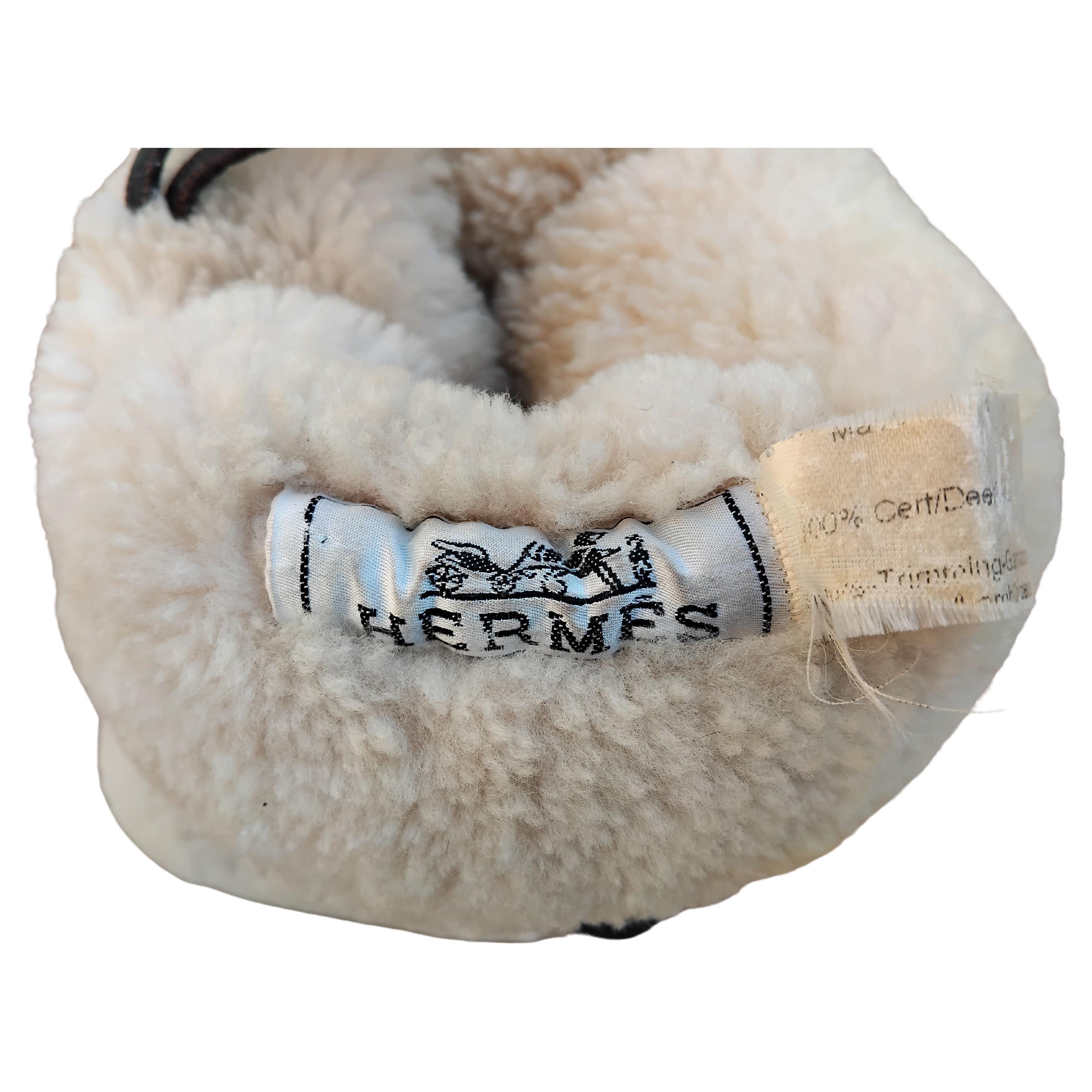 Hermès Teddy Plush Shearling Hand Muff Warmer Leather and Wool For Sale 3