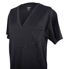 Hermes Tee Embroidered Pocket Straight T-Shirt Black 40 New w/Box