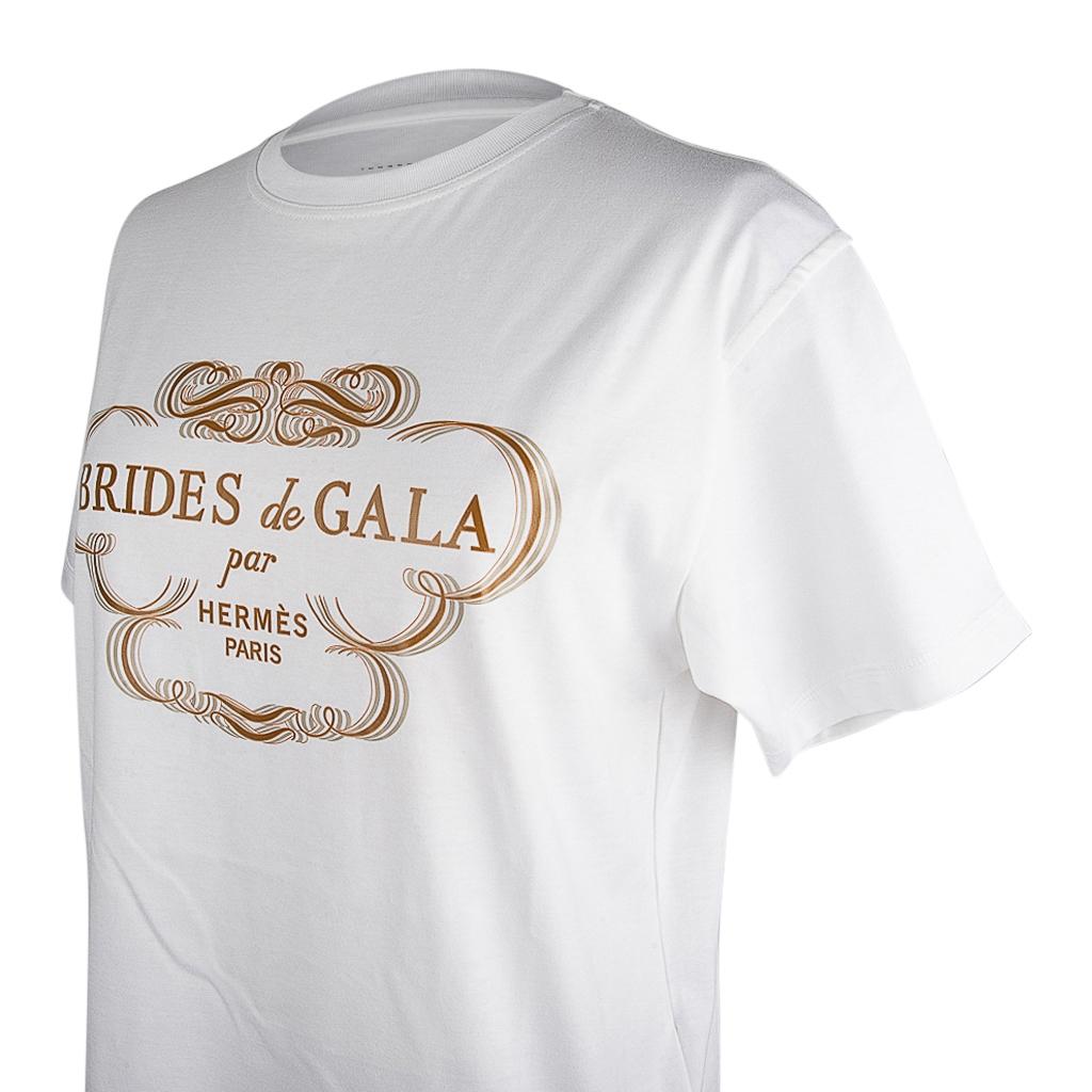 Gray Hermes Tee Shirt White Brides de Gala Top 38 / 6  For Sale