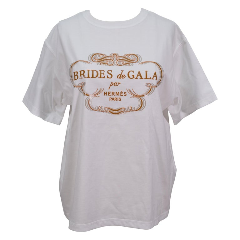 Kilimanjaro politik Begrænsninger Hermes Tee Shirt White Brides De Gala Top NEW 42 For Sale at 1stDibs