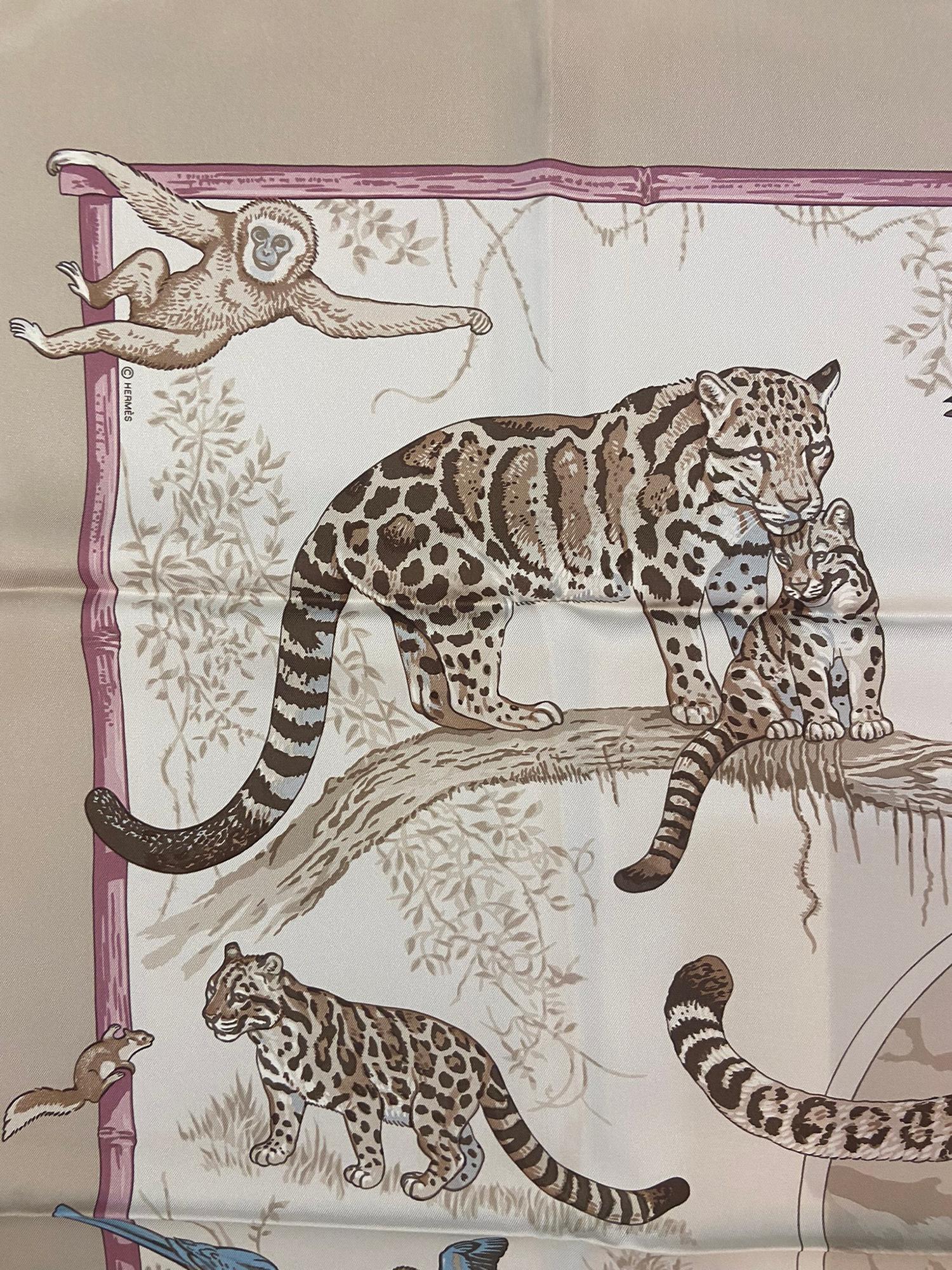 Women's or Men's Hermes Tendresse Feline by Robert Dallet Silk Twill Scarf
