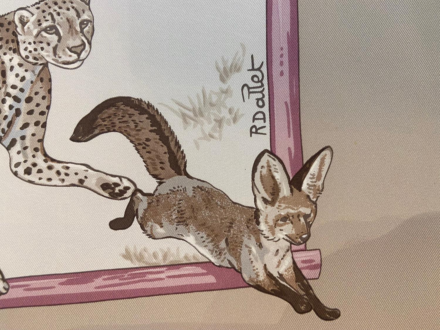 Hermes Tendresse Feline by Robert Dallet Silk Twill Scarf 1