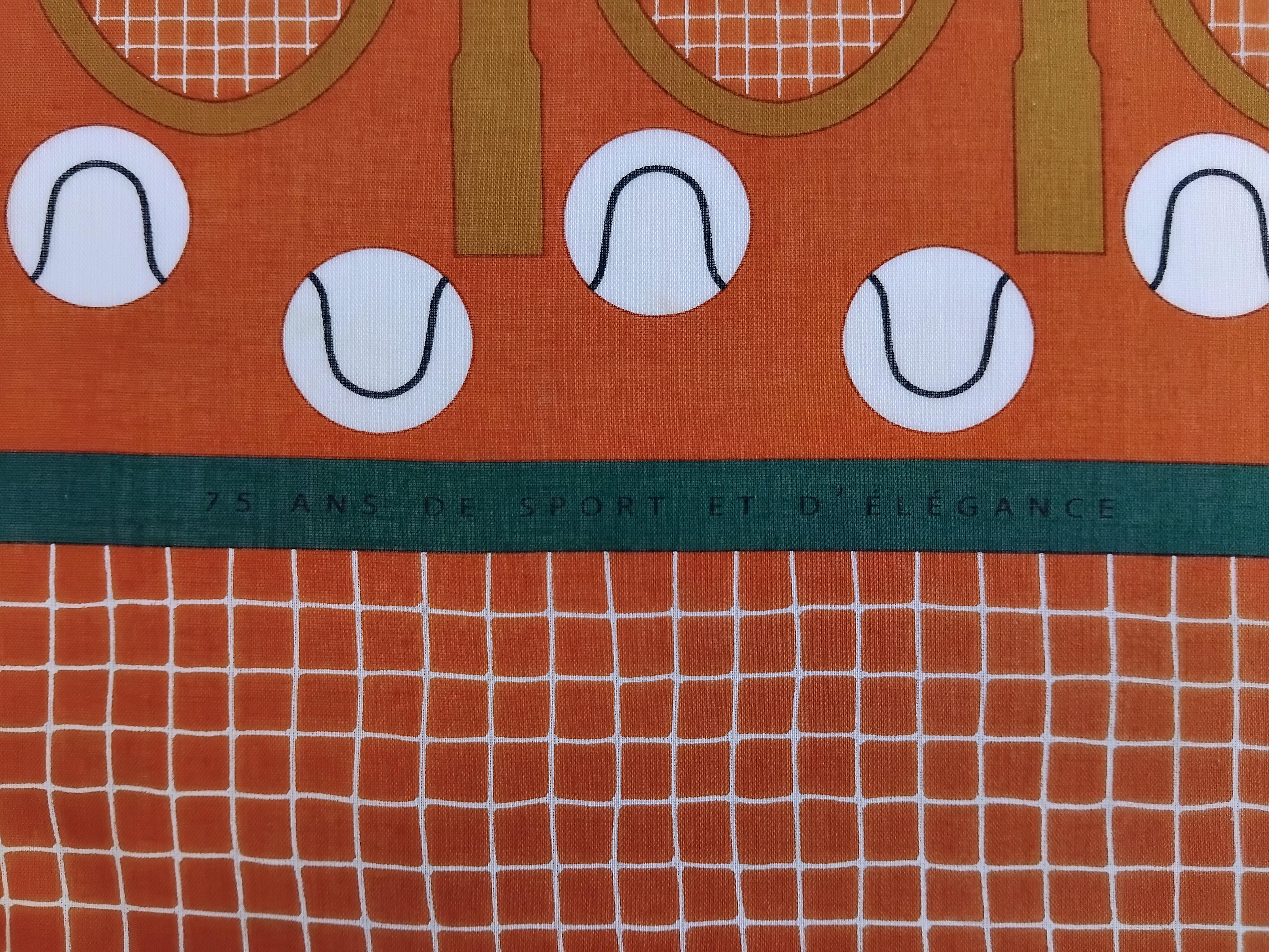 Hermès Tennis 75 ans Lacoste Cotton Scarf Charm Limited Edition en vente 10