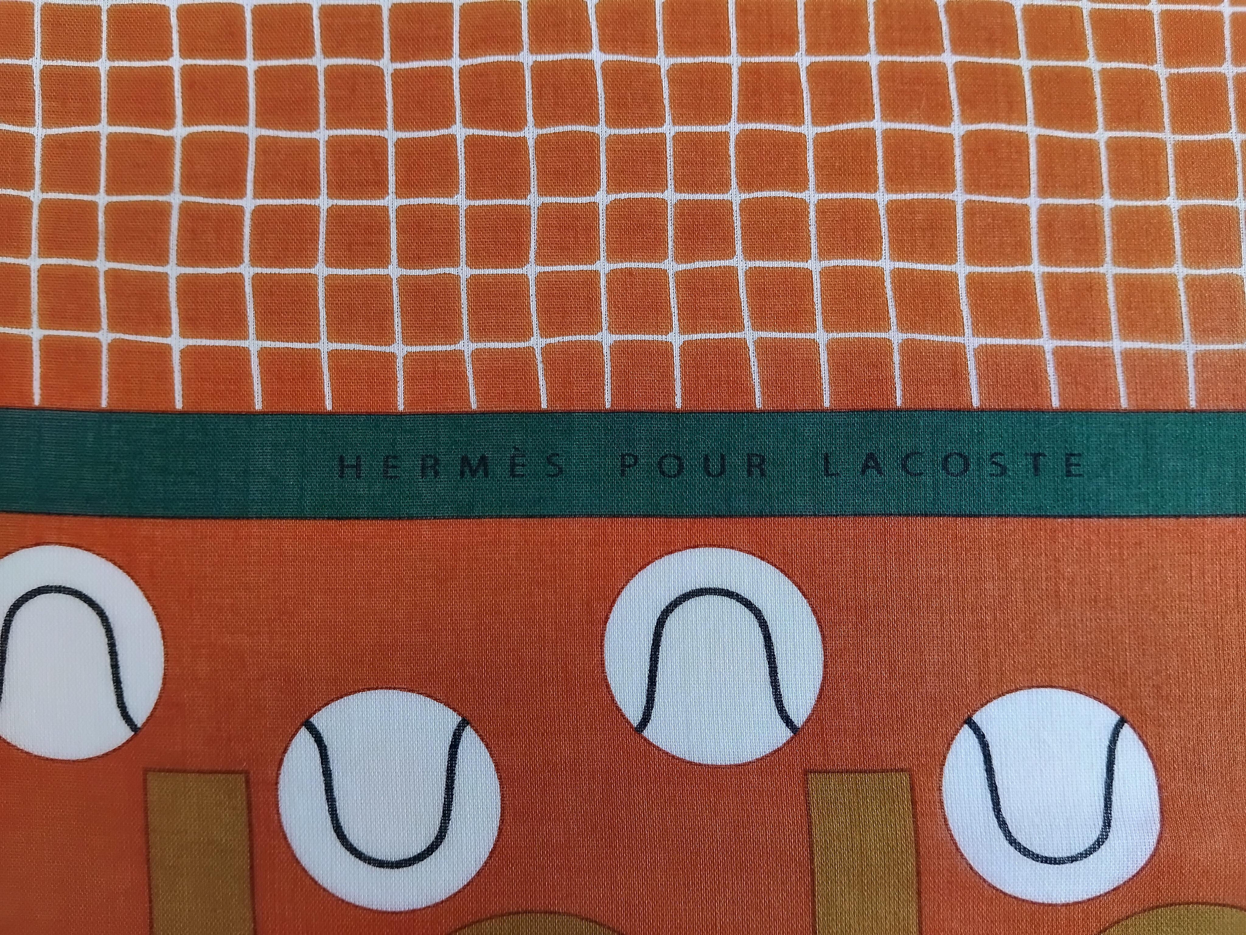 Hermès Tennis 75 ans Lacoste Cotton Scarf Charm Limited Edition en vente 11