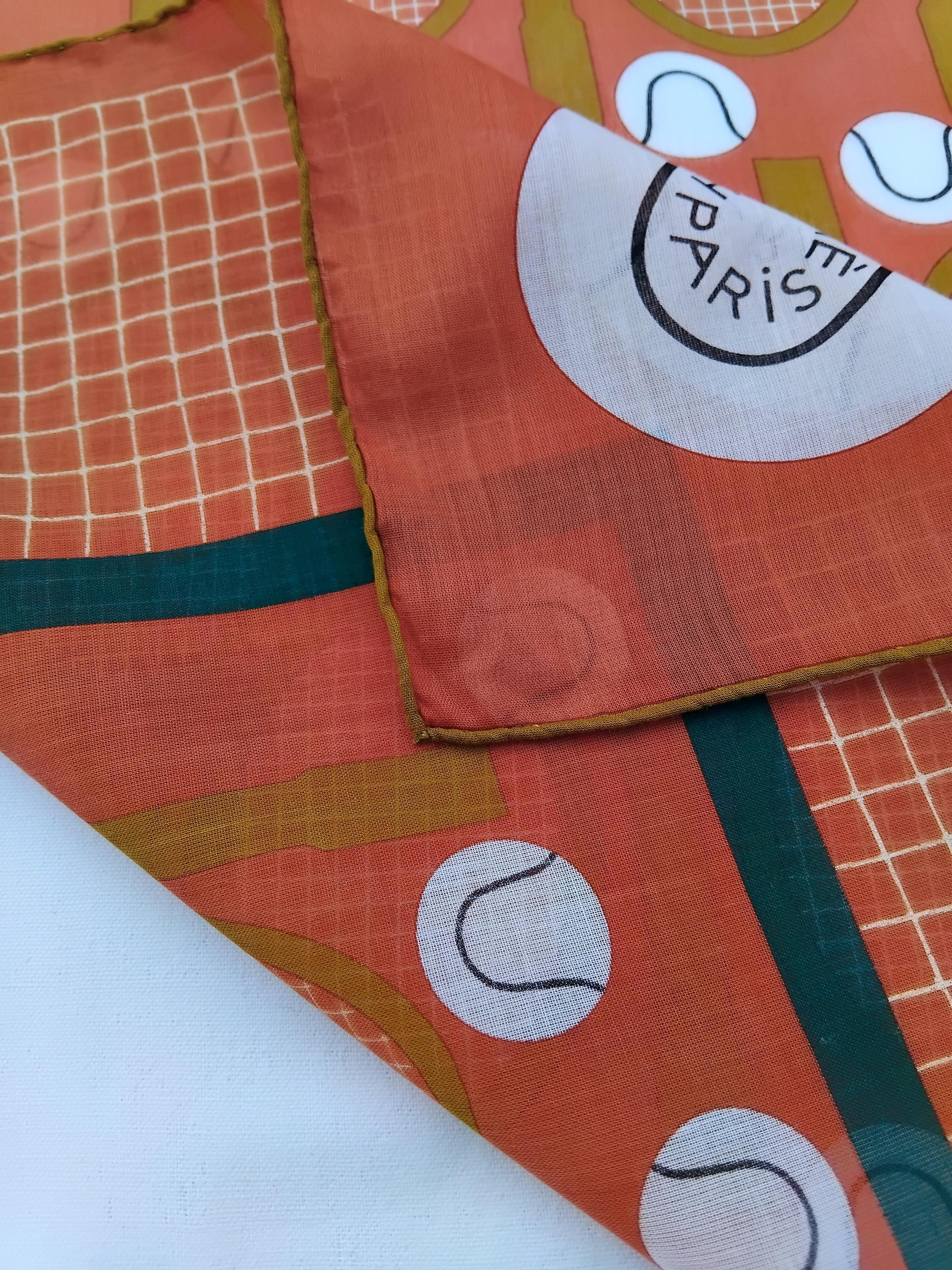 Hermès Tennis 75 ans Lacoste Cotton Scarf Charm Limited Edition en vente 14