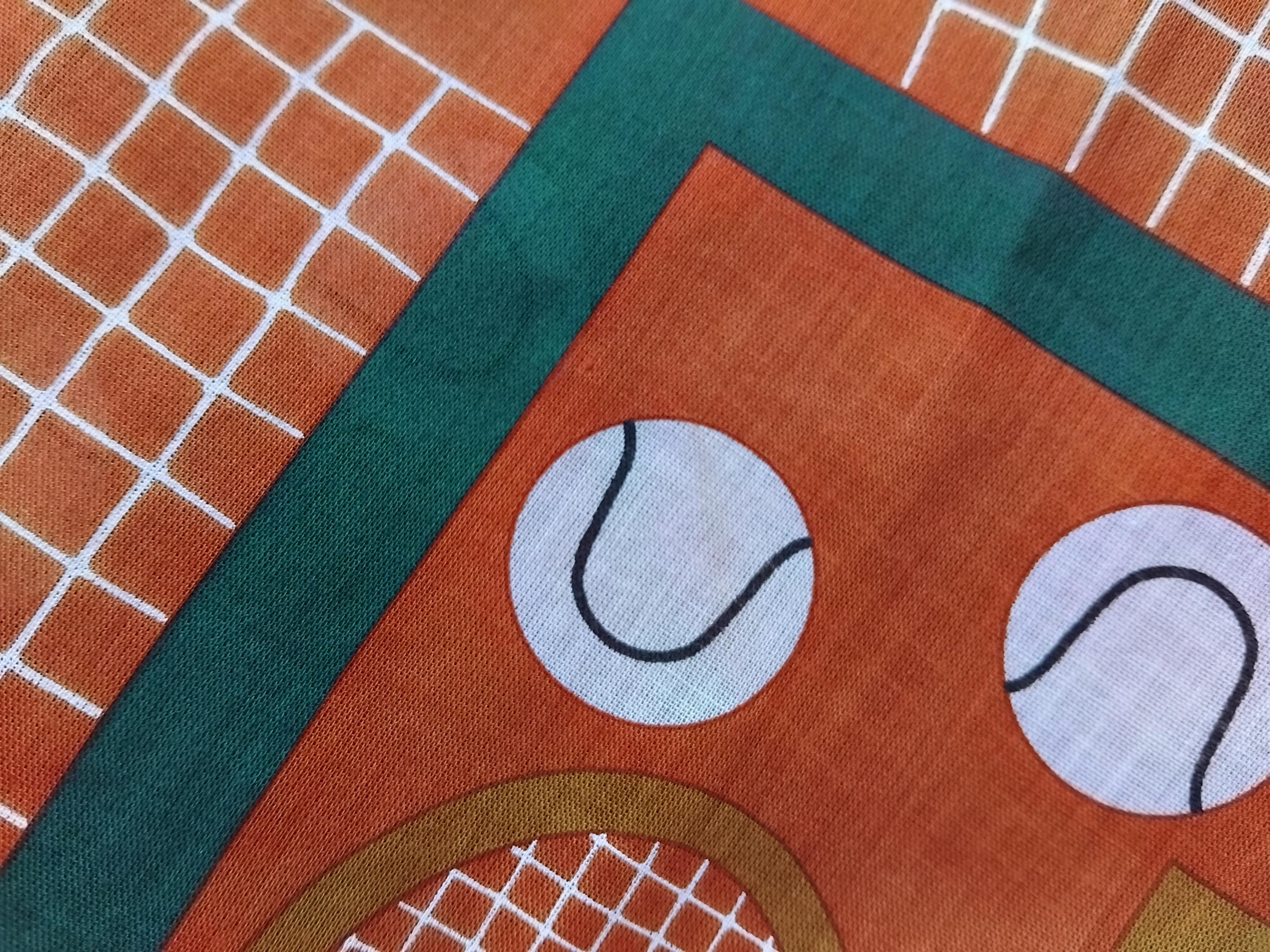 Hermès Tennis 75 ans Lacoste Cotton Scarf Charm Limited Edition en vente 15