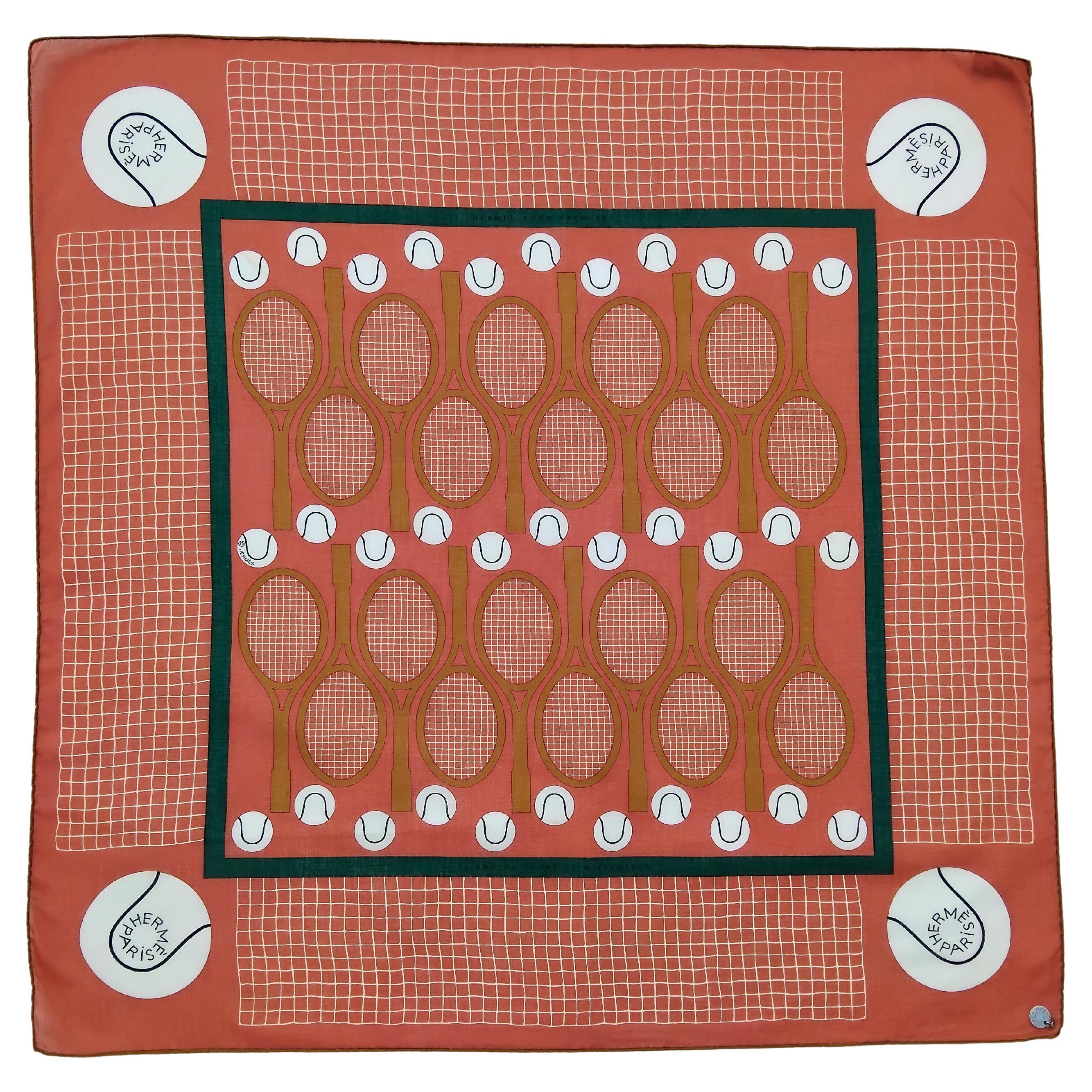 Hermès Tennis 75 ans Lacoste Cotton Scarf Charm Limited Edition en vente 3
