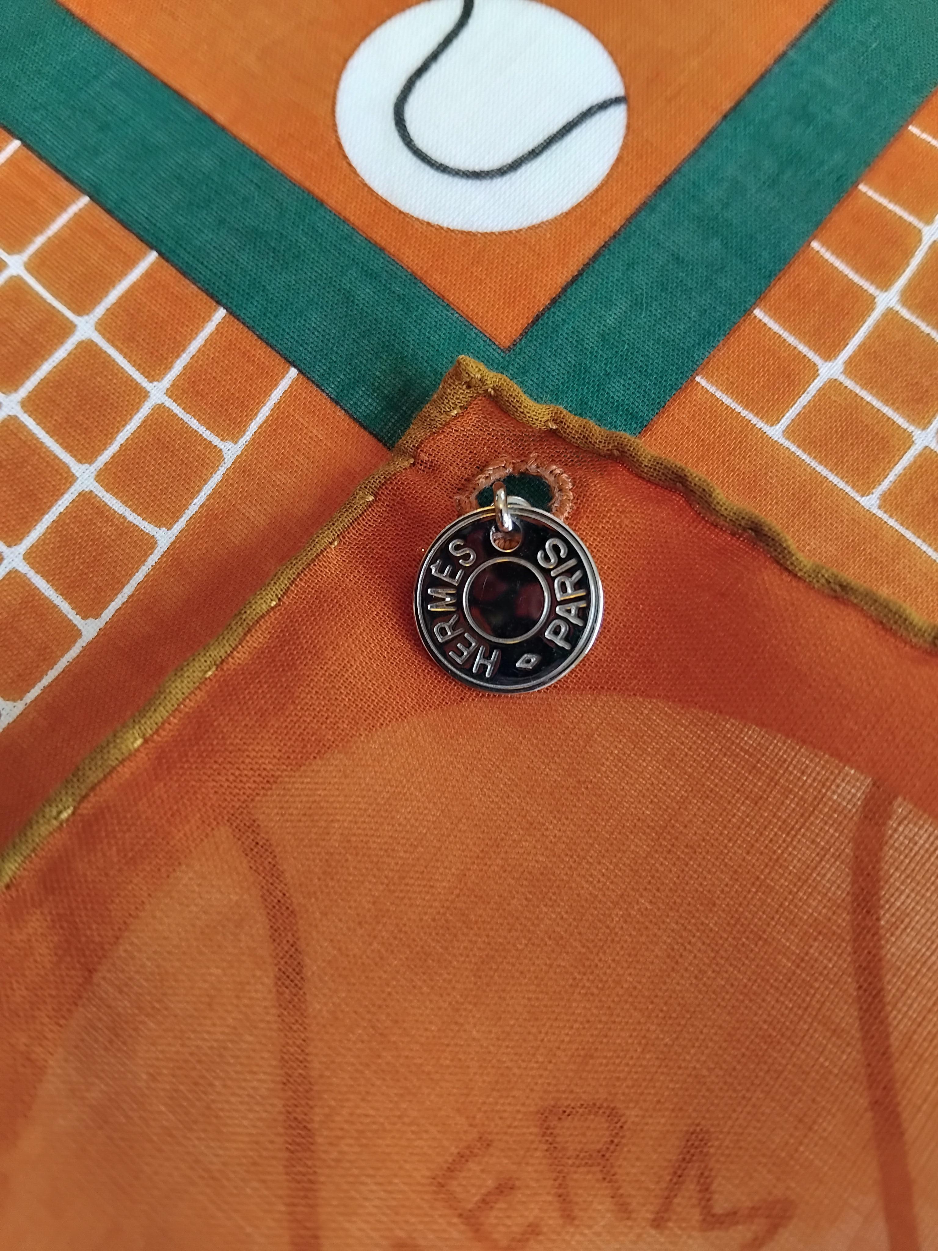 Hermès Tennis 75 ans Lacoste Cotton Scarf Charm Limited Edition en vente 8