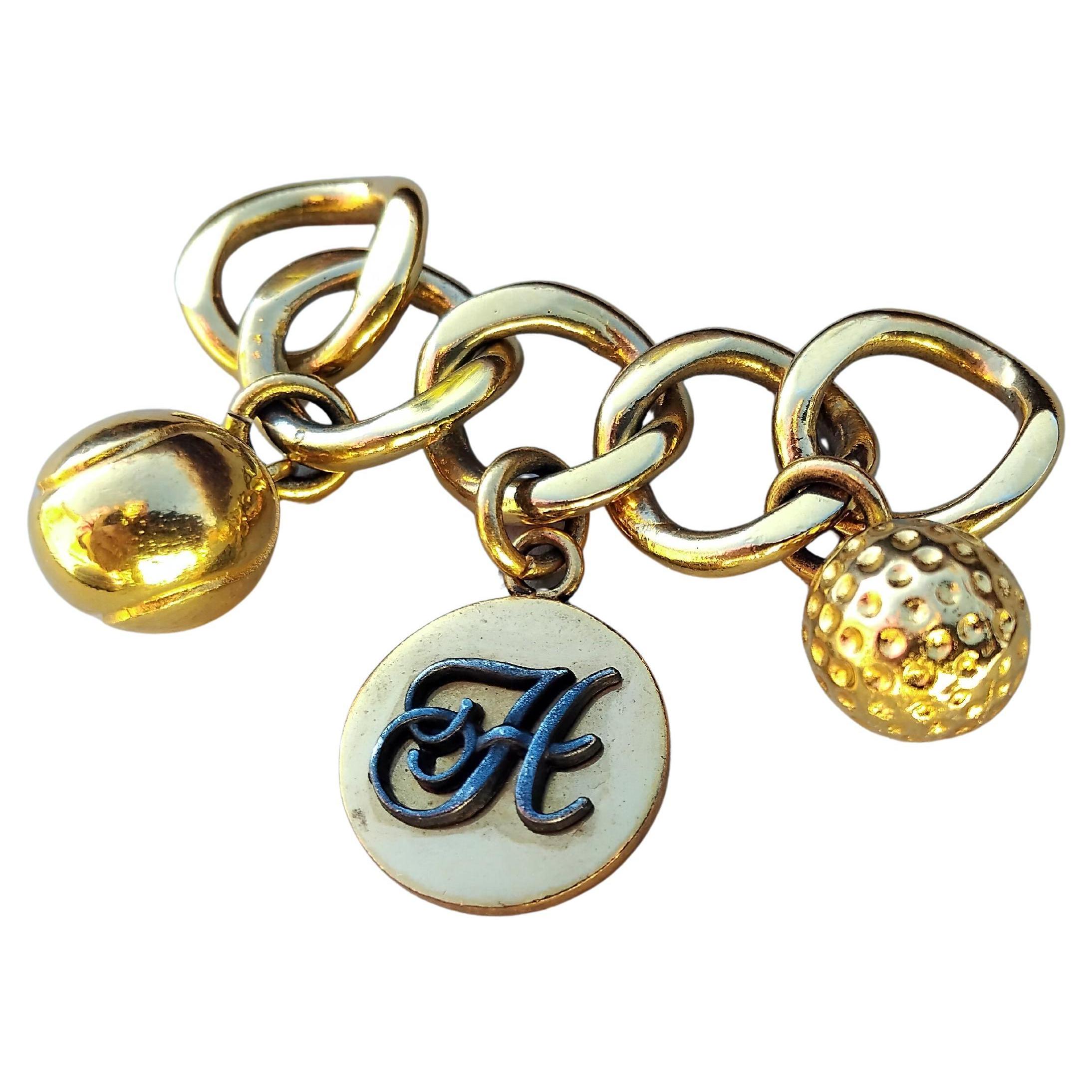 Beige Hermès Tennis and Golf Balls Charm Key Chain