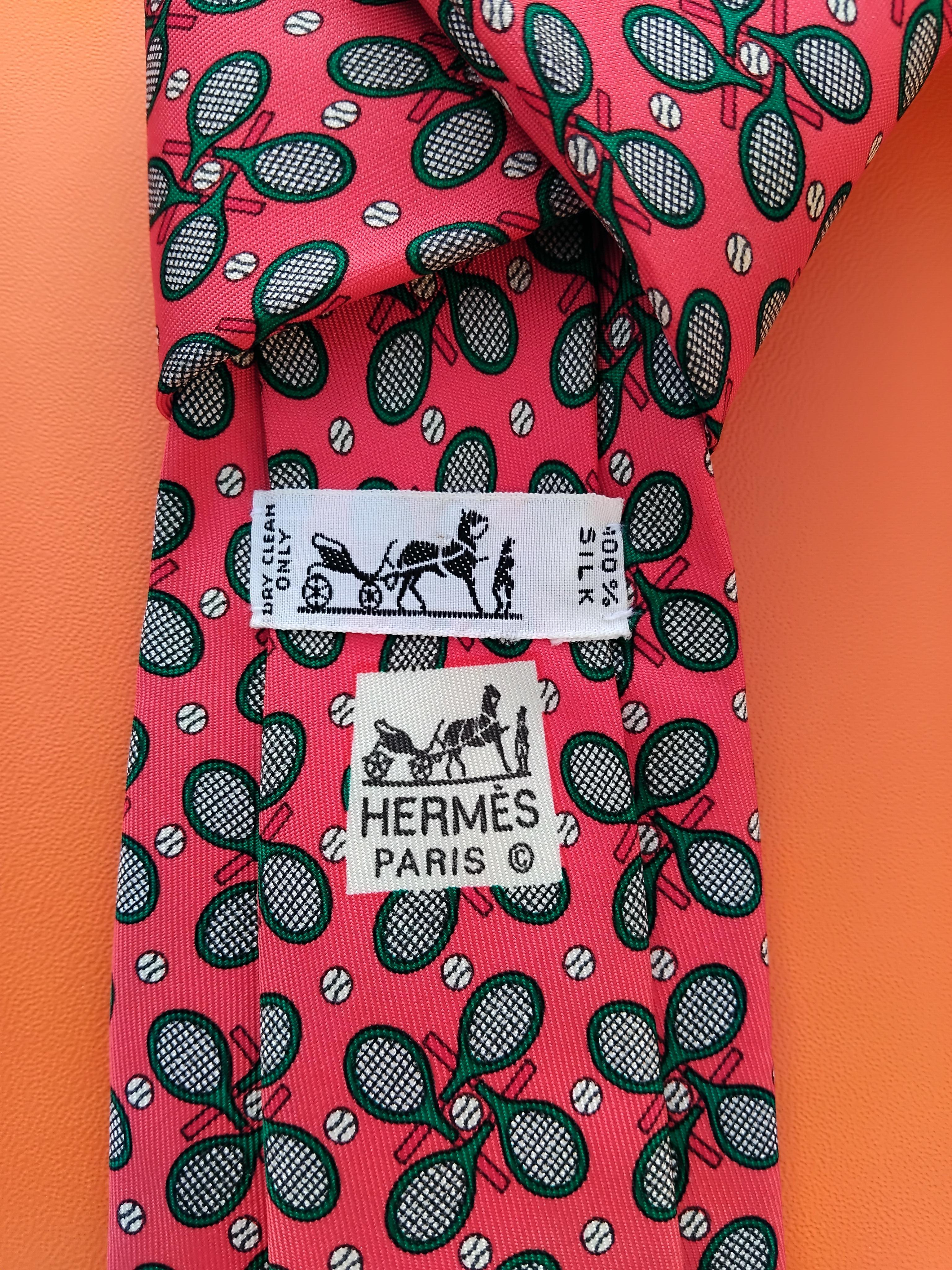 Hermès Tennis Print Silk Tie Rare 3