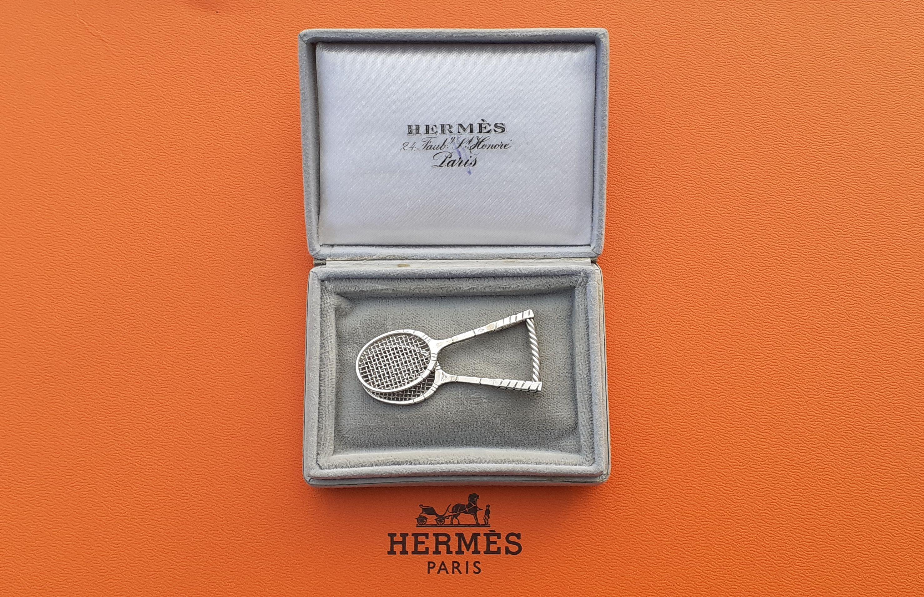 Hermès Tennis Racquets IPTA  Silver Tie Clip For Sale 3