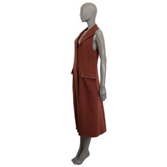HERMES terra cotta brown cashmere LONG VEST Jacket 38 S