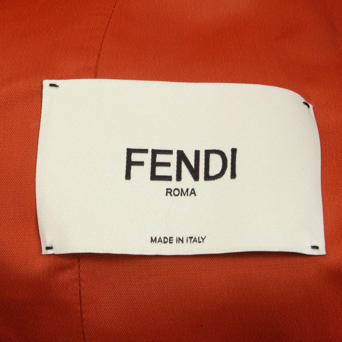 FENDI terra cotta orange leather DOUBLE BREASTED TRENCH Coat Jacket 38 XS For Sale 2