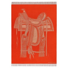Hermès Terracotta Jacquard Woven Cashmere Selle Far West Blanket