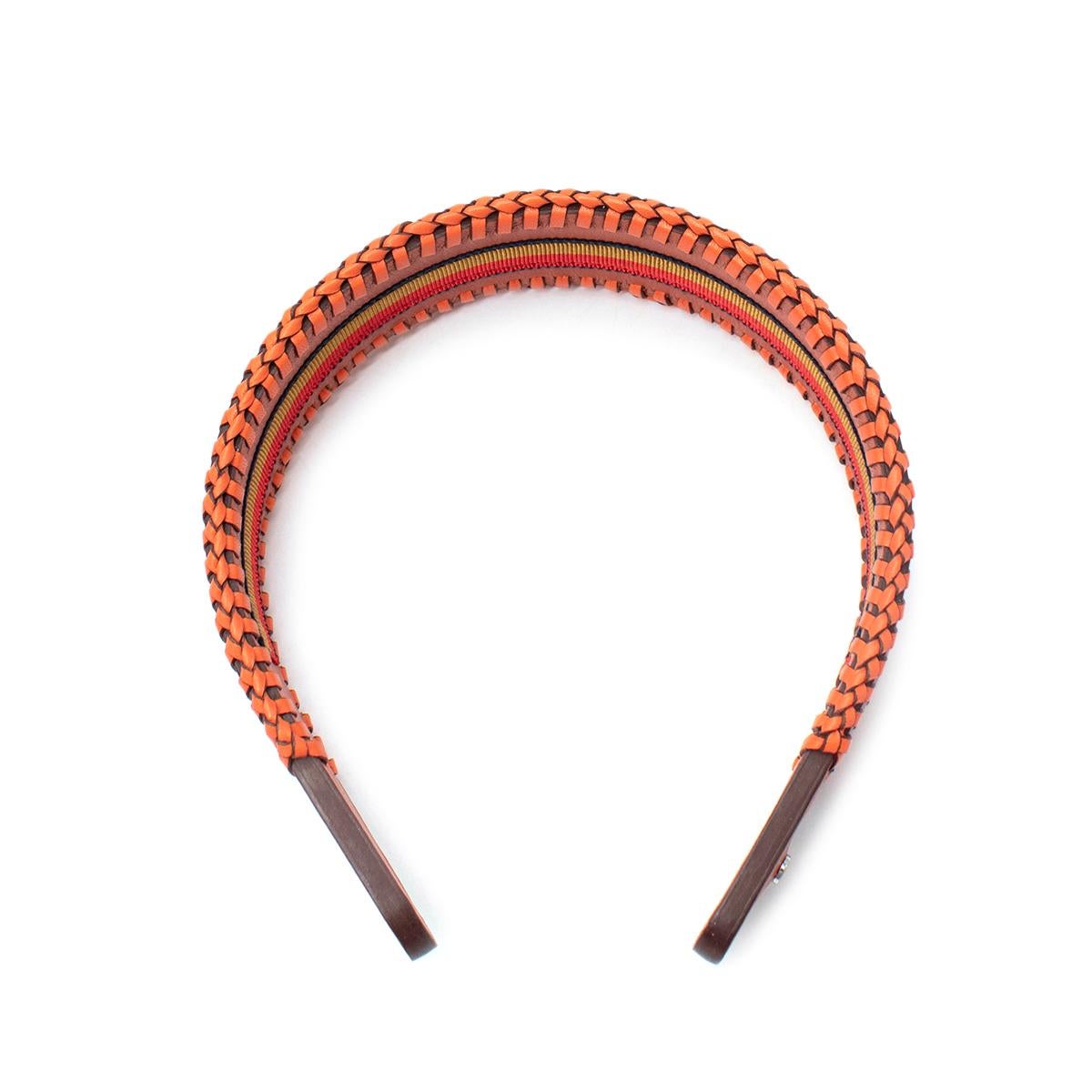 Hermes Terracotta/Mandarine Newton Calfskin Grace Headband - Sold Out In New Condition For Sale In London, GB