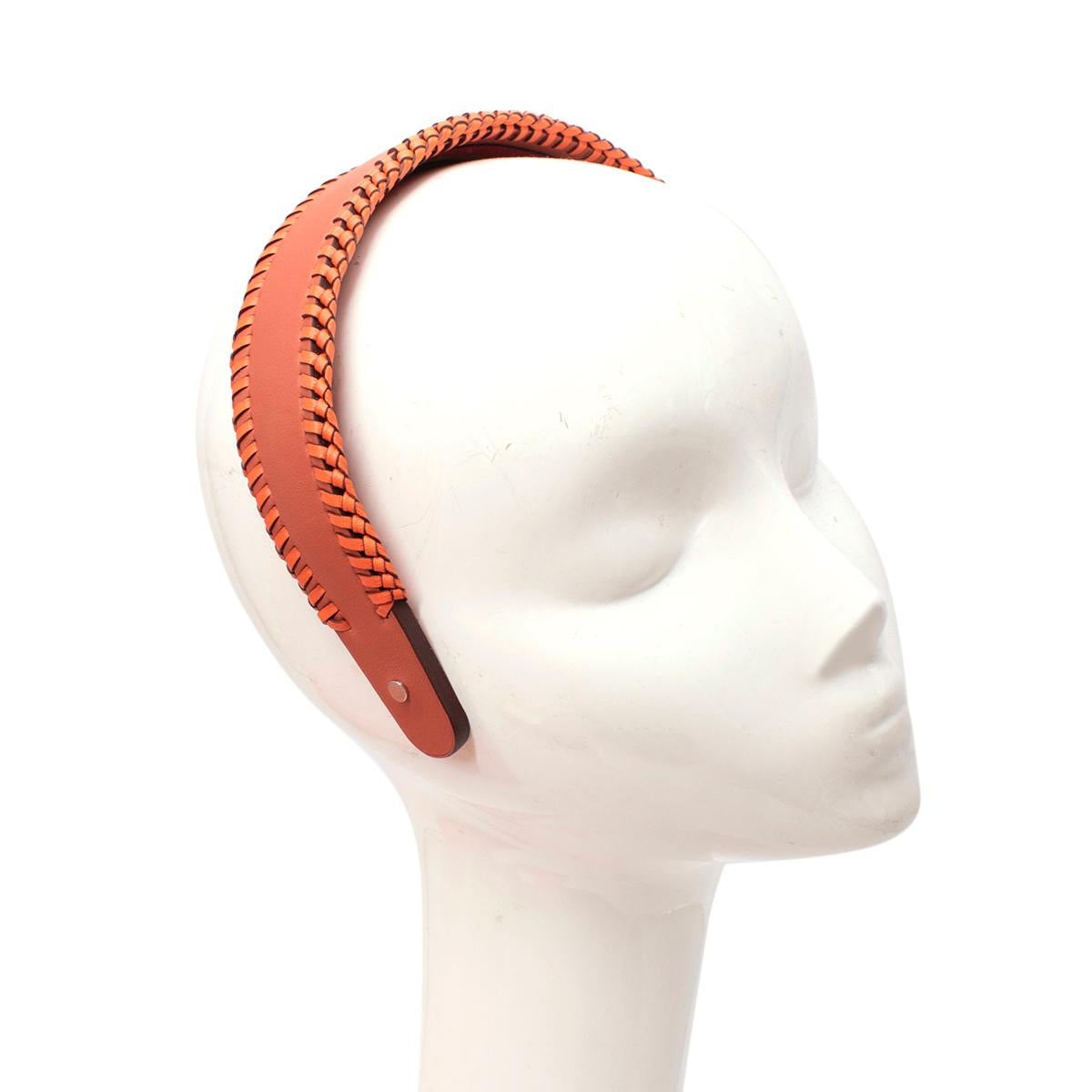 Women's Hermes Terracotta/Mandarine Newton Calfskin Grace Headband - Sold Out For Sale
