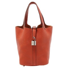 Hermes Terre Battue Taurillon Clemence Leather Picotin Lock 18 Bag