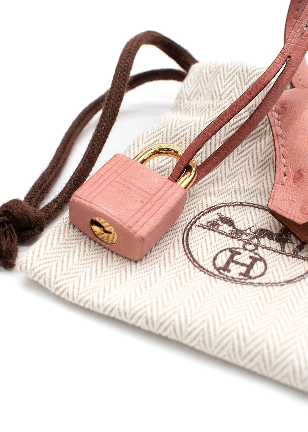 Hermès Terre Cuite Straußenleder Birkin 25 Tasche GHW im Angebot 9