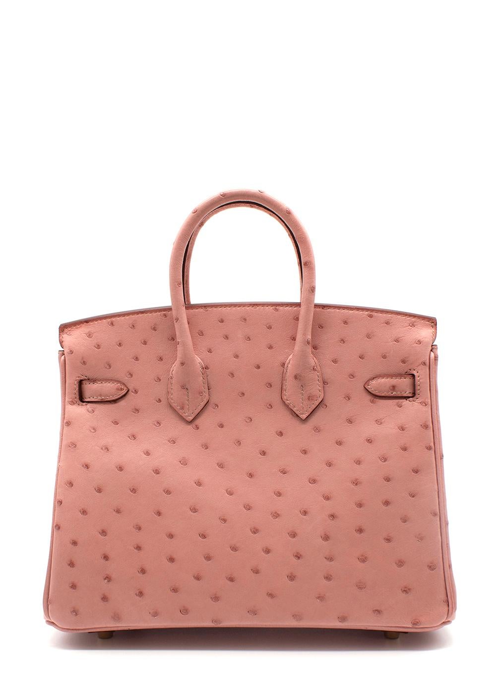 Hermès Terre Cuite Straußenleder Birkin 25 Tasche GHW im Zustand „Neu“ im Angebot in London, GB