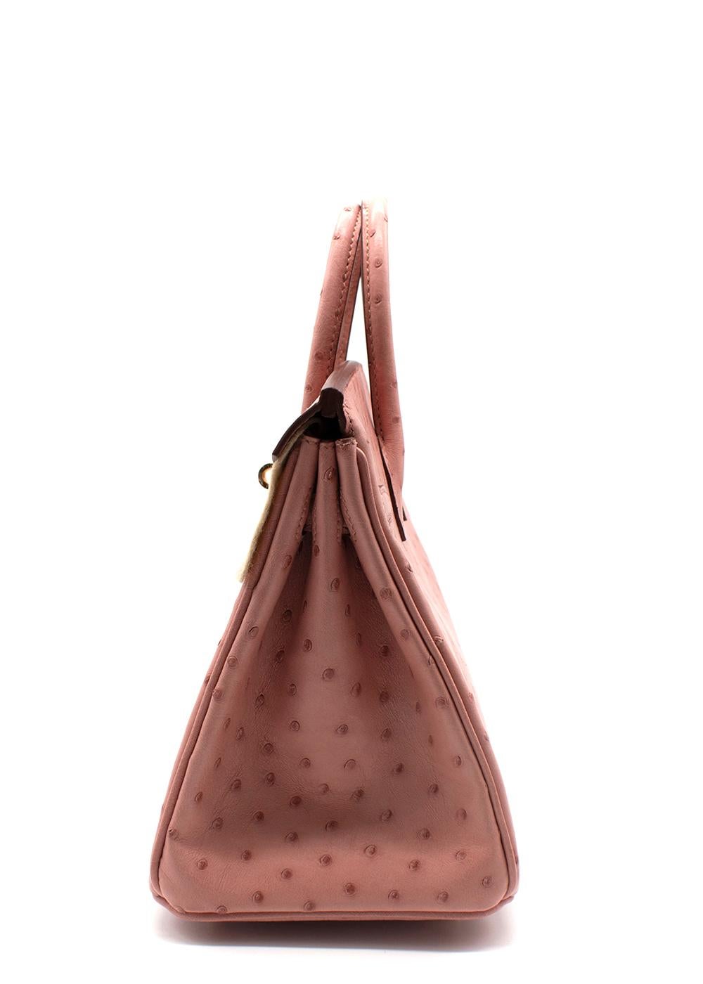 Hermès Terre Cuite Straußenleder Birkin 25 Tasche GHW Damen im Angebot