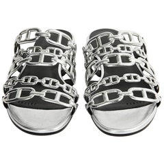 Hermes Thalassa Sandals Silver Leather