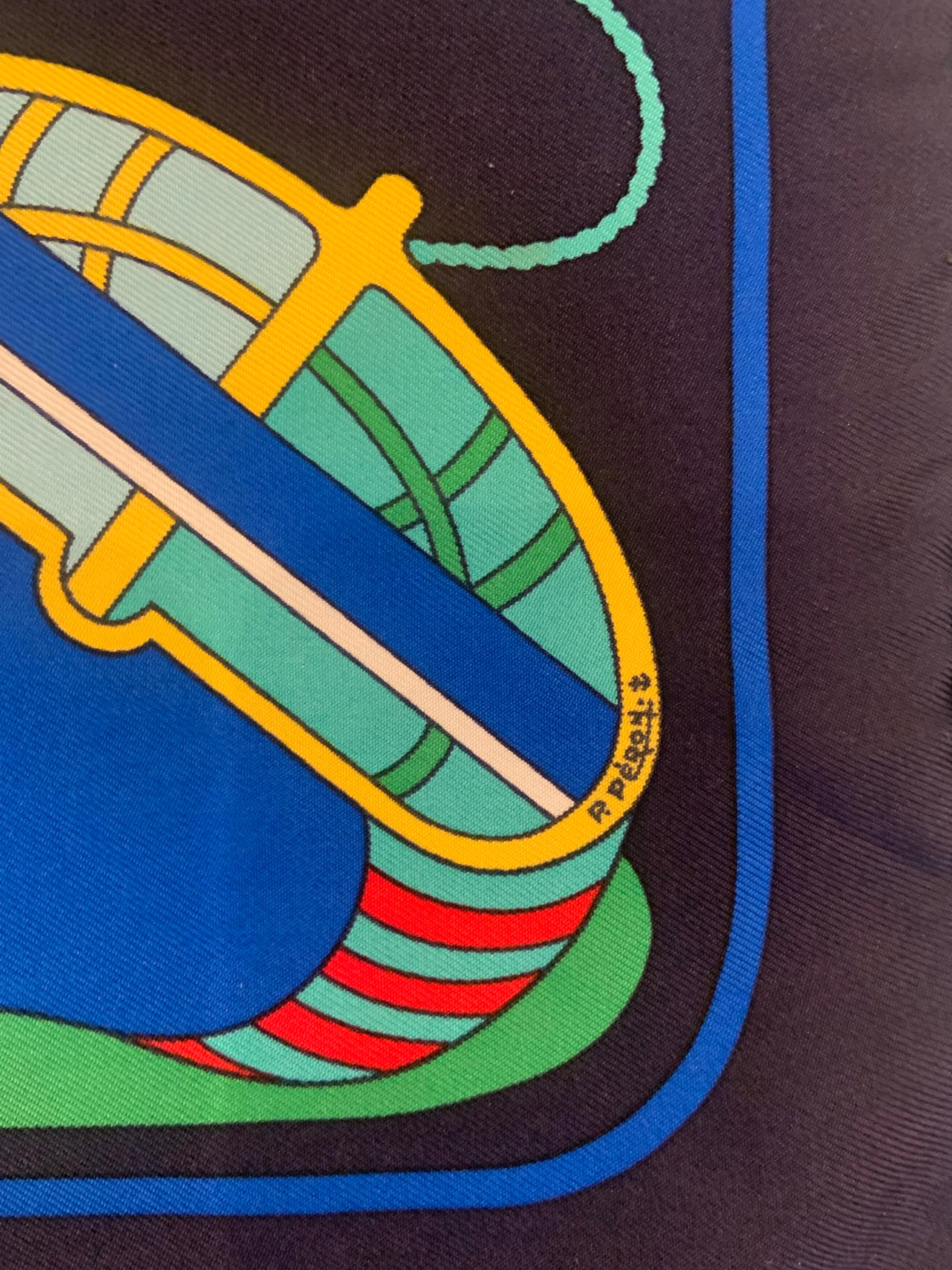 Hermes Thalassa Silk Scarf Neckerchief or Pocket Square In Excellent Condition For Sale In New Hope, PA
