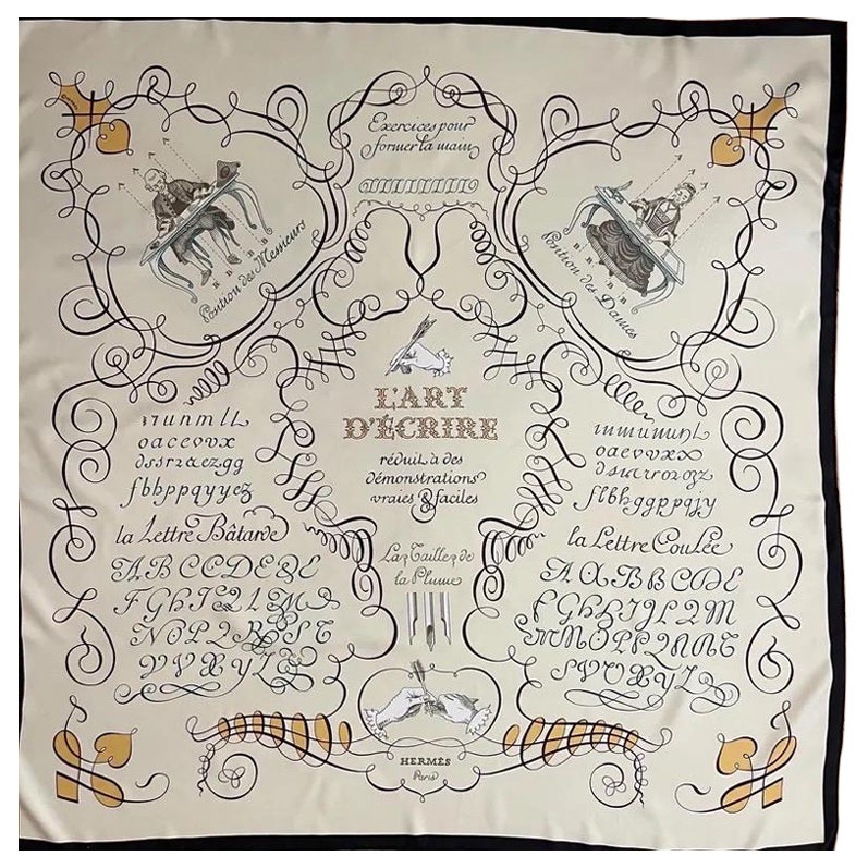 HERMES the ART of WRITING silk scarf by Maurice Tranchant 2005 For Sale