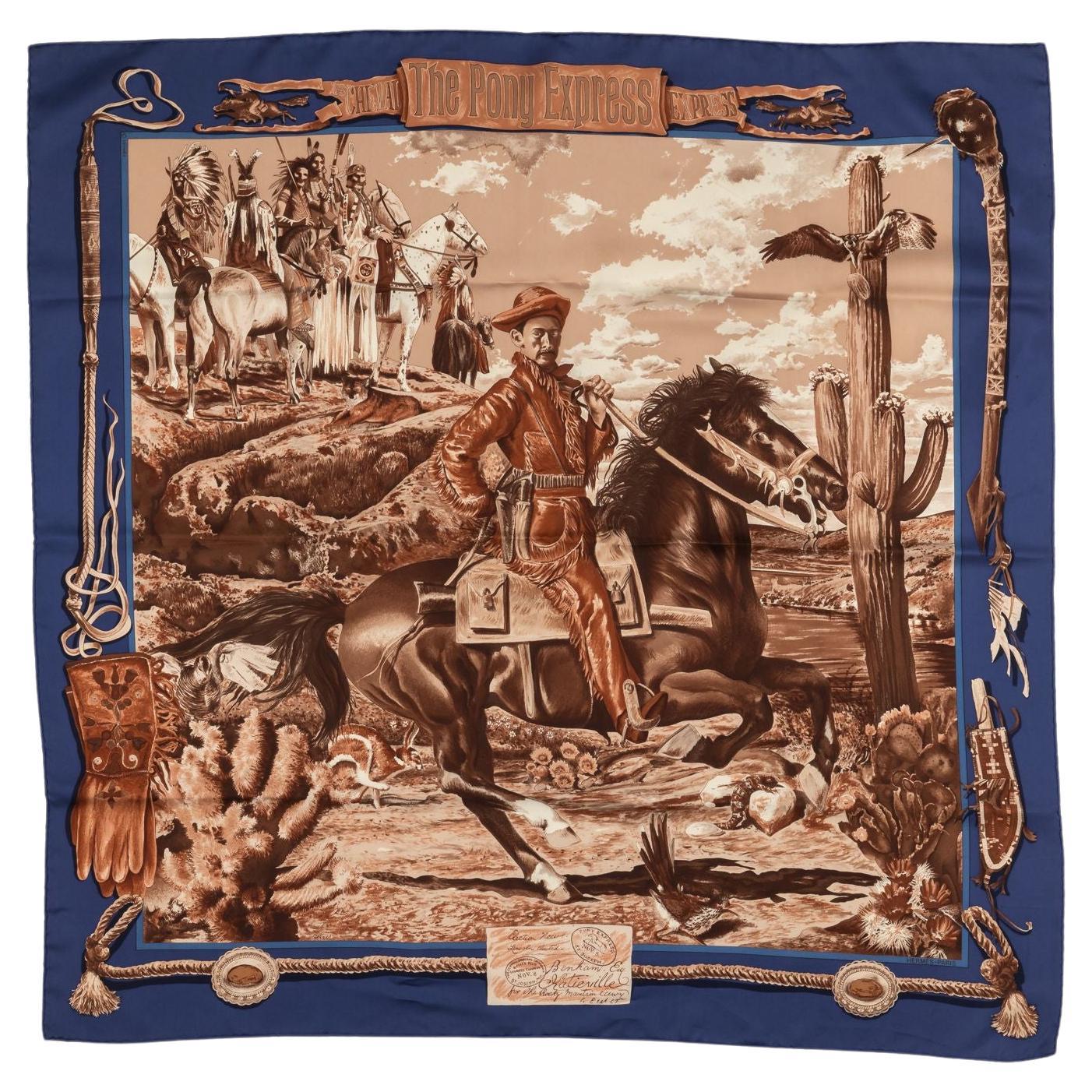 Hermes The Pony Express Scarf Rare Color  For Sale