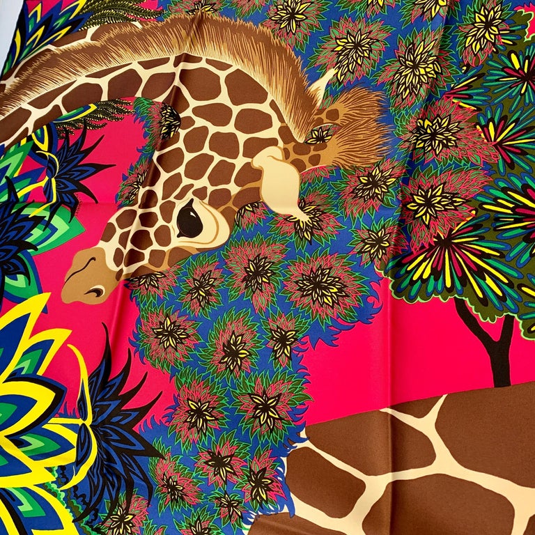 Hermes The Three Graces Giraffes Silk Scarf au Carre 90 at 1stDibs