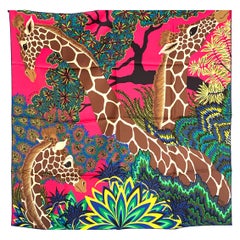 Hermes The Three Graces Giraffes Silk Scarf au Carre 90 