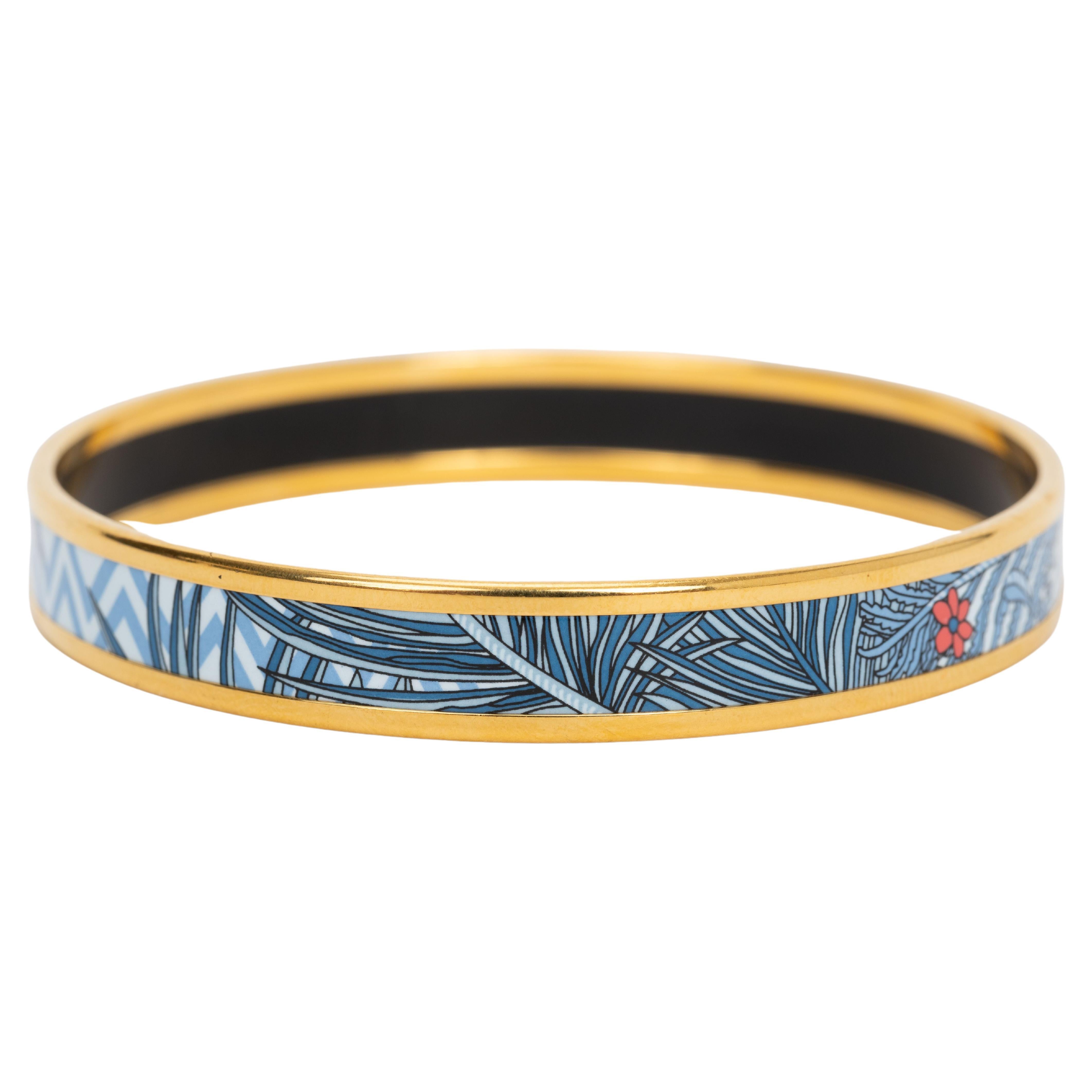 Hermes Thin Enamel Blue Bangle