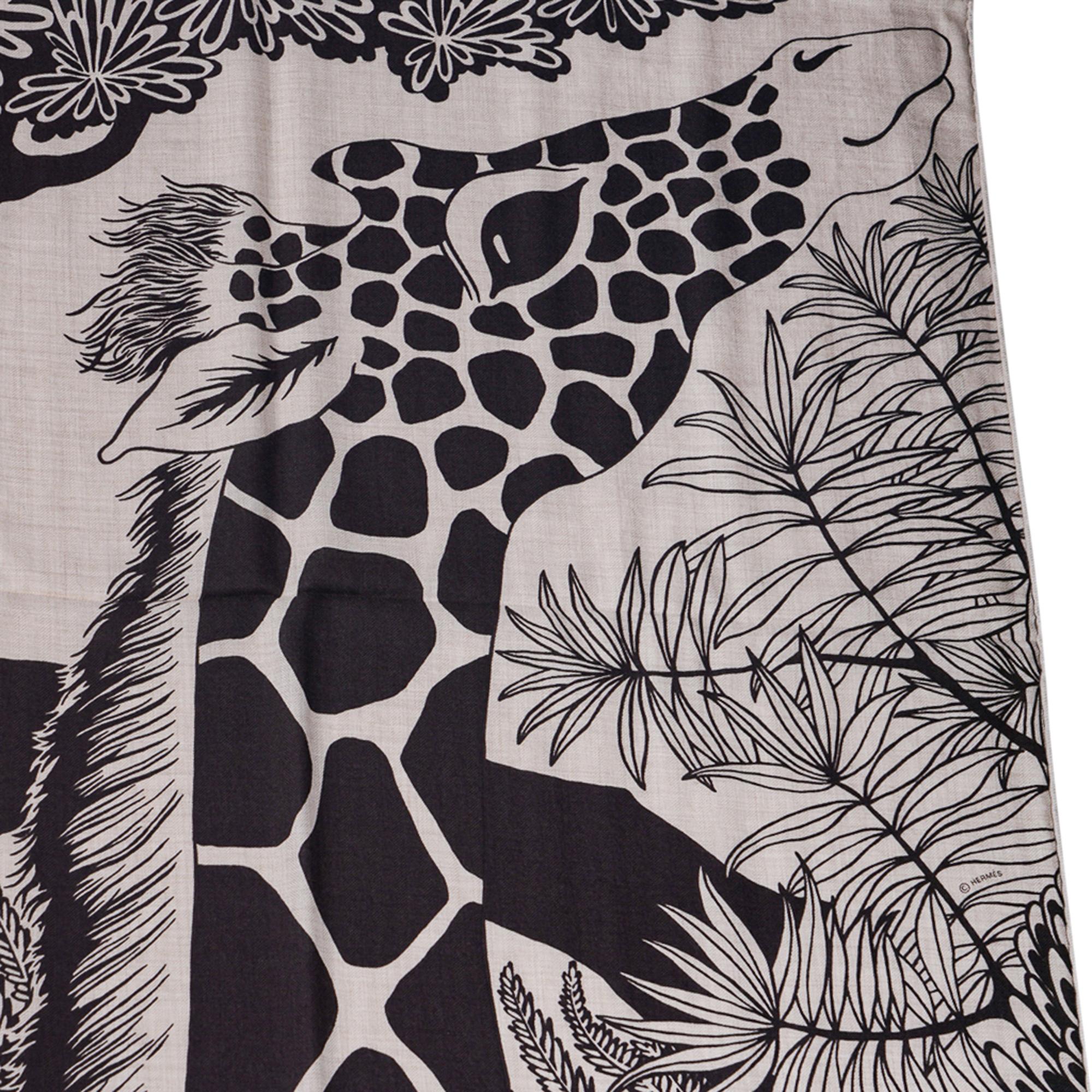 Hermes Three The Graces Schal Naturel / Brun Kaschmir Seide 140 Neu w/Kasten (Schwarz)