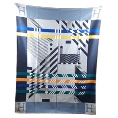 Hermes Throw Avalon Jump'H Color Steel / Ink Merino Wool And Cashmere