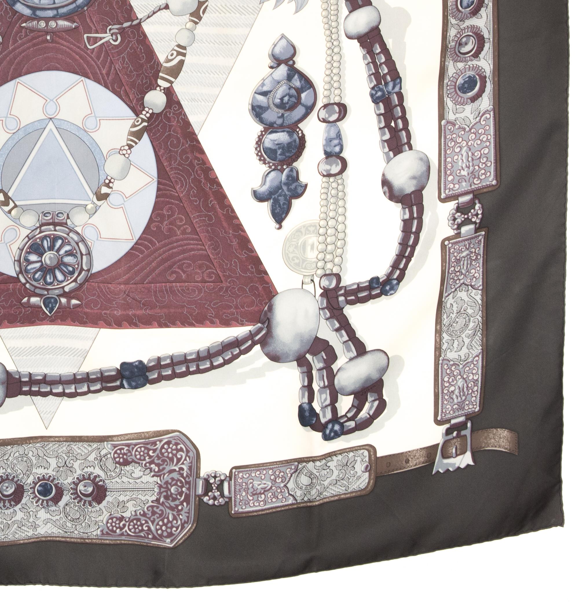 Sciarpa in seta Hermes Tibet by Cathy Latham in vendita 1