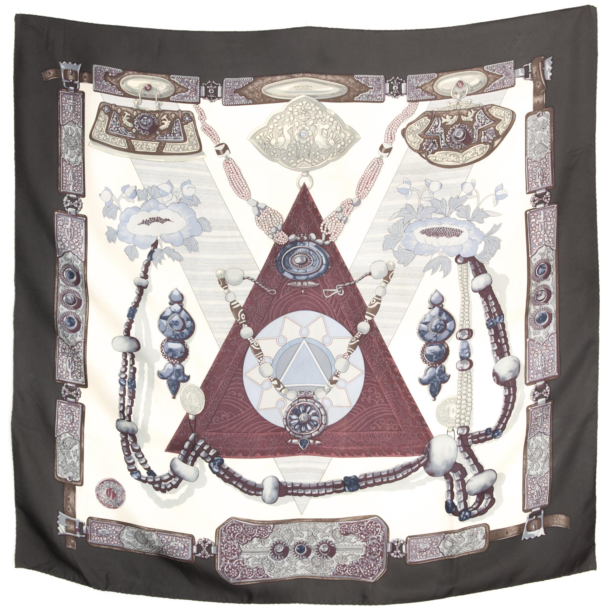 Sciarpa in seta Hermes Tibet by Cathy Latham in vendita 2