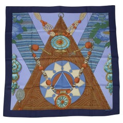 Hermès "Tibet II" Blue Silk Scarf