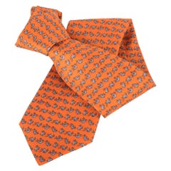 Hermes Tie Cabrioles Rabbit Orange Vif / Gris Neu mit Box