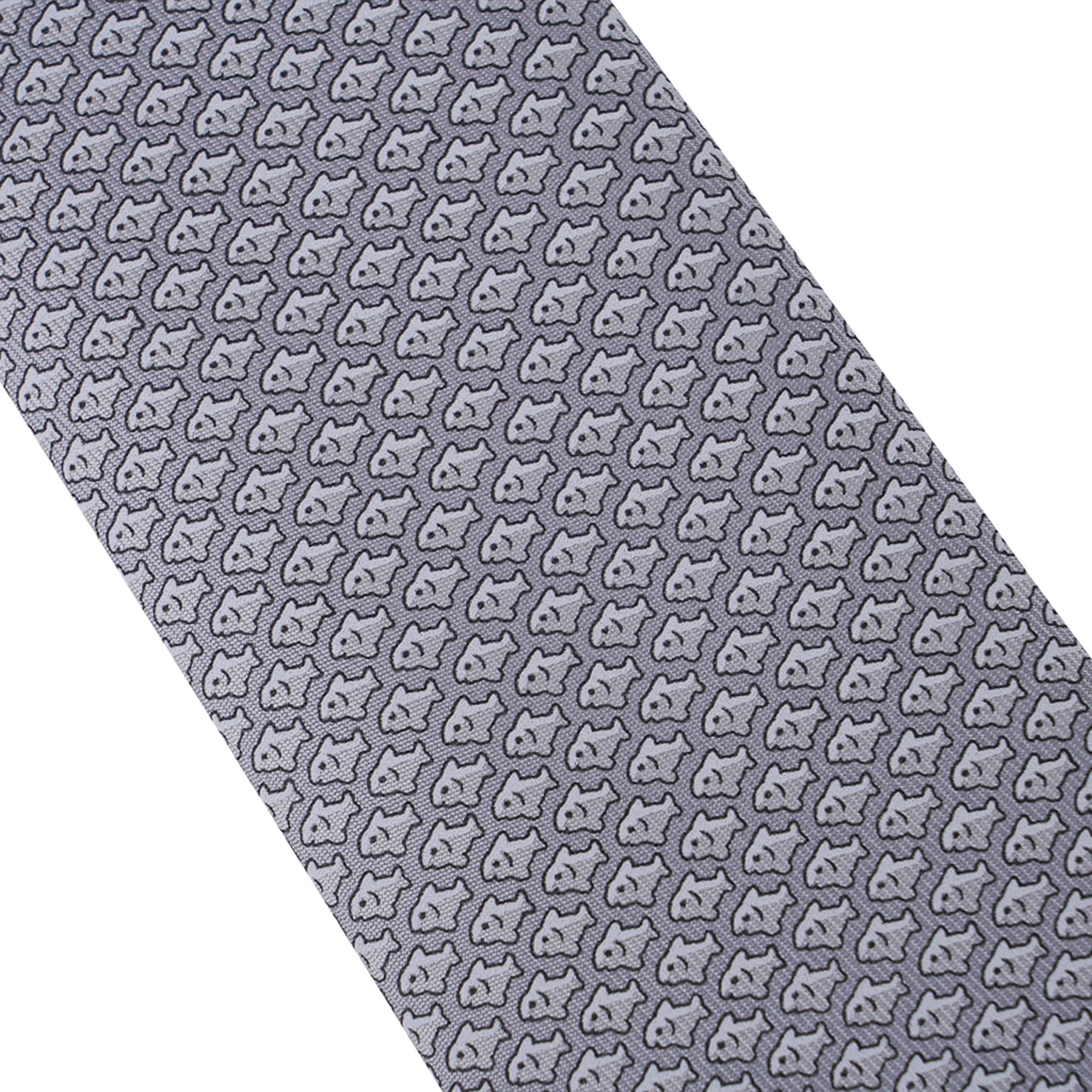 Cravate Twillbi double 6 imprimé Antracite/Gris Hermès, neuve avec boîte Pour hommes en vente