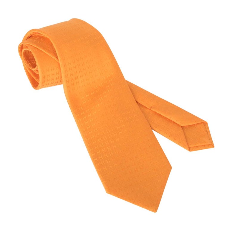 Hermes Tie Faconnee H Orange Vif New at 1stDibs