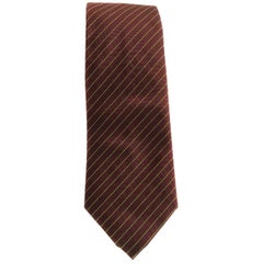 HERMES Tie in Burgundy Silk and Cashmere with Fluorescent Green lines