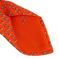 Hermes Tie Oh My Dog Orange Vif Silk Twill New w/ Box